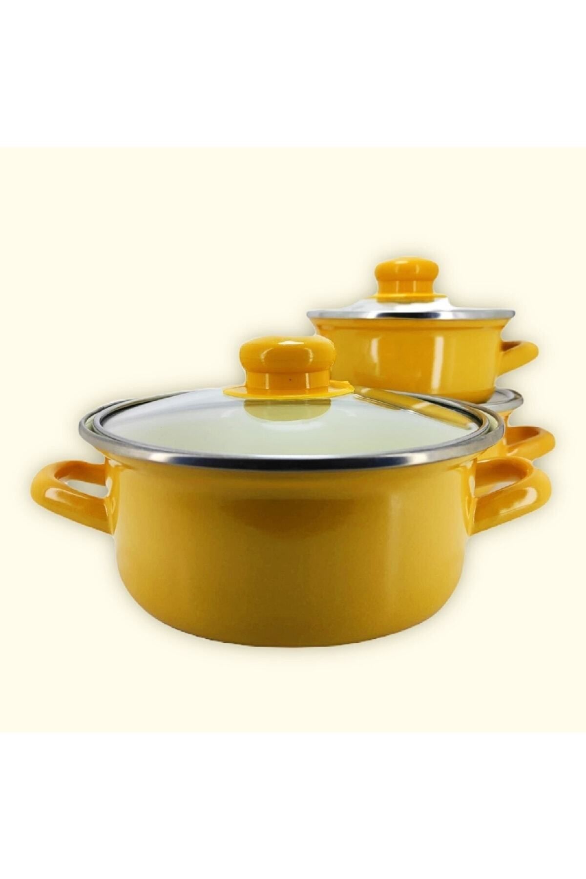 qussine-Enameled Mini Cookware Set - 6 Pieces Yellow Storage Container 8