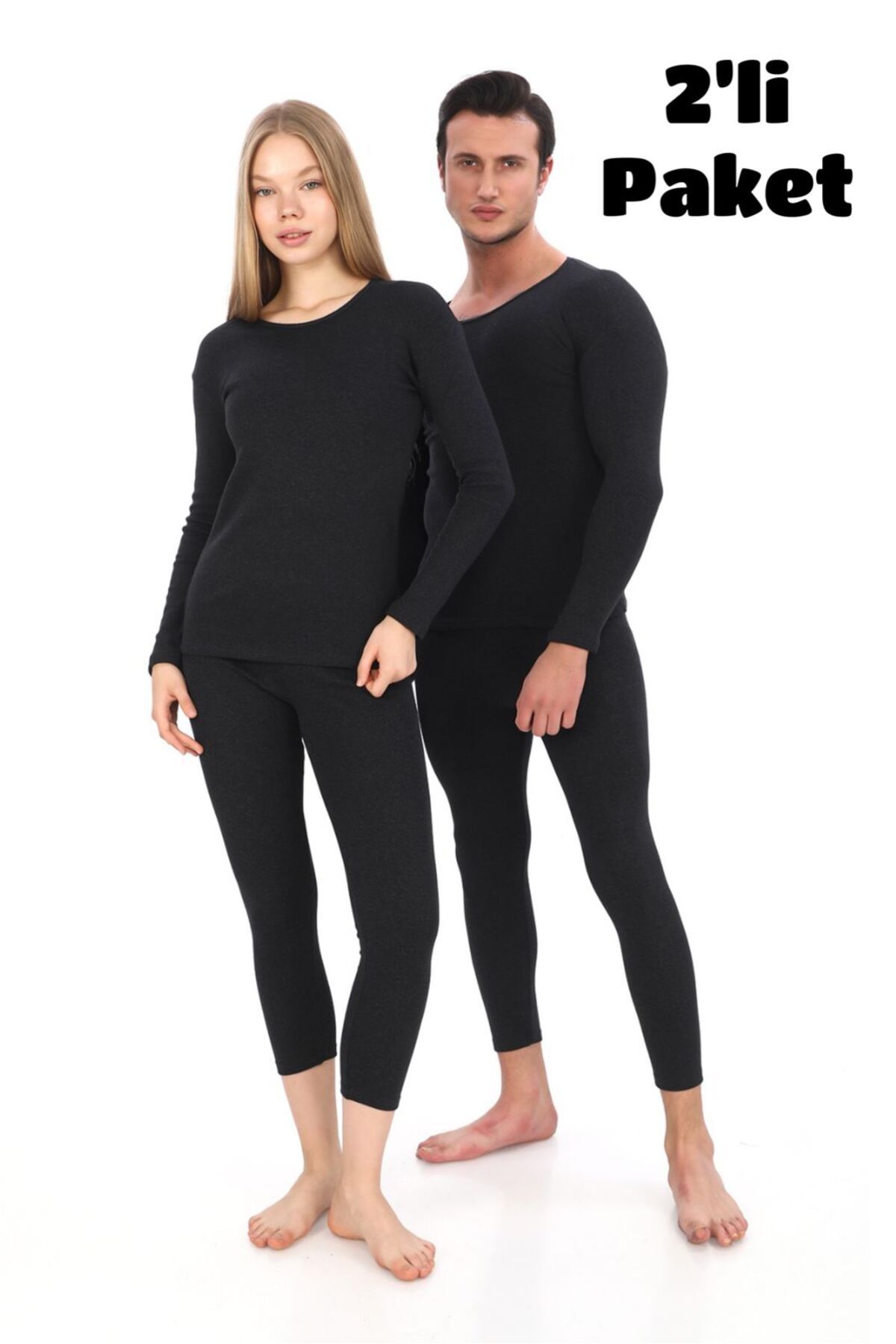 Sh Mağazacılık Set De 2 Lenjerie Termică De Iarnă Unisex - Set Termic Din Bumbac Cald Și Fără Ardere Unisex - S/M
