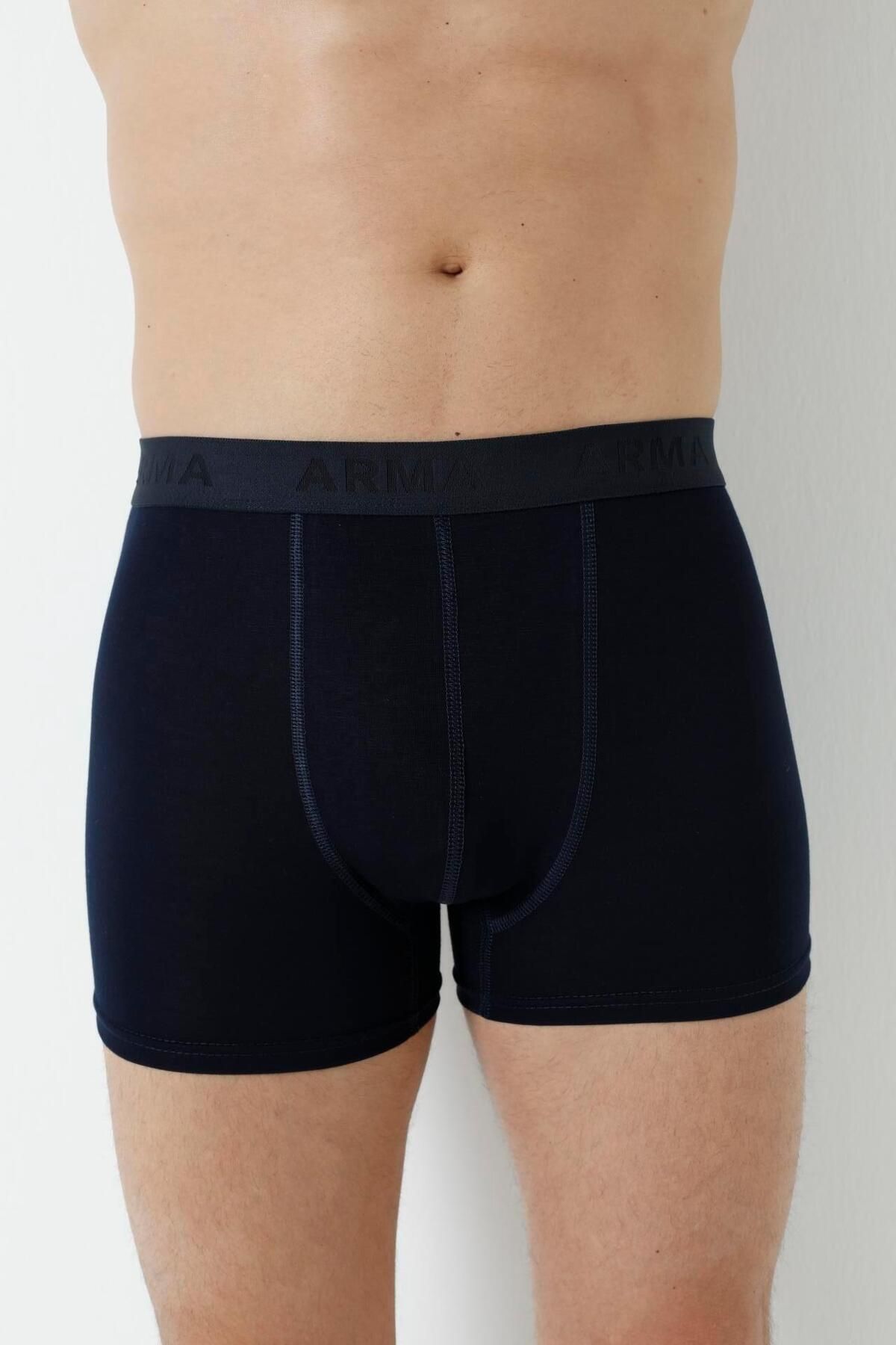 Arma Yıldız-Navy Blue 3-Piece Men's Lycra Boxer Set - Flexible Fabric 2