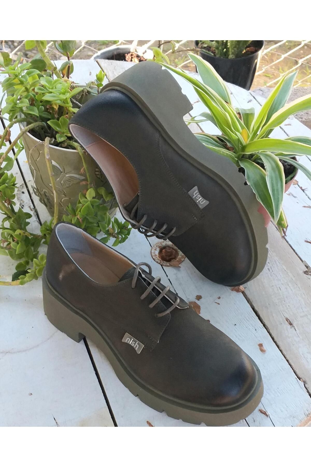 NISH-N24166 Γυναικεία γνήσια δερμάτινα Nubuck Ανδρικά παπούτσια με χοντρή σόλα 1