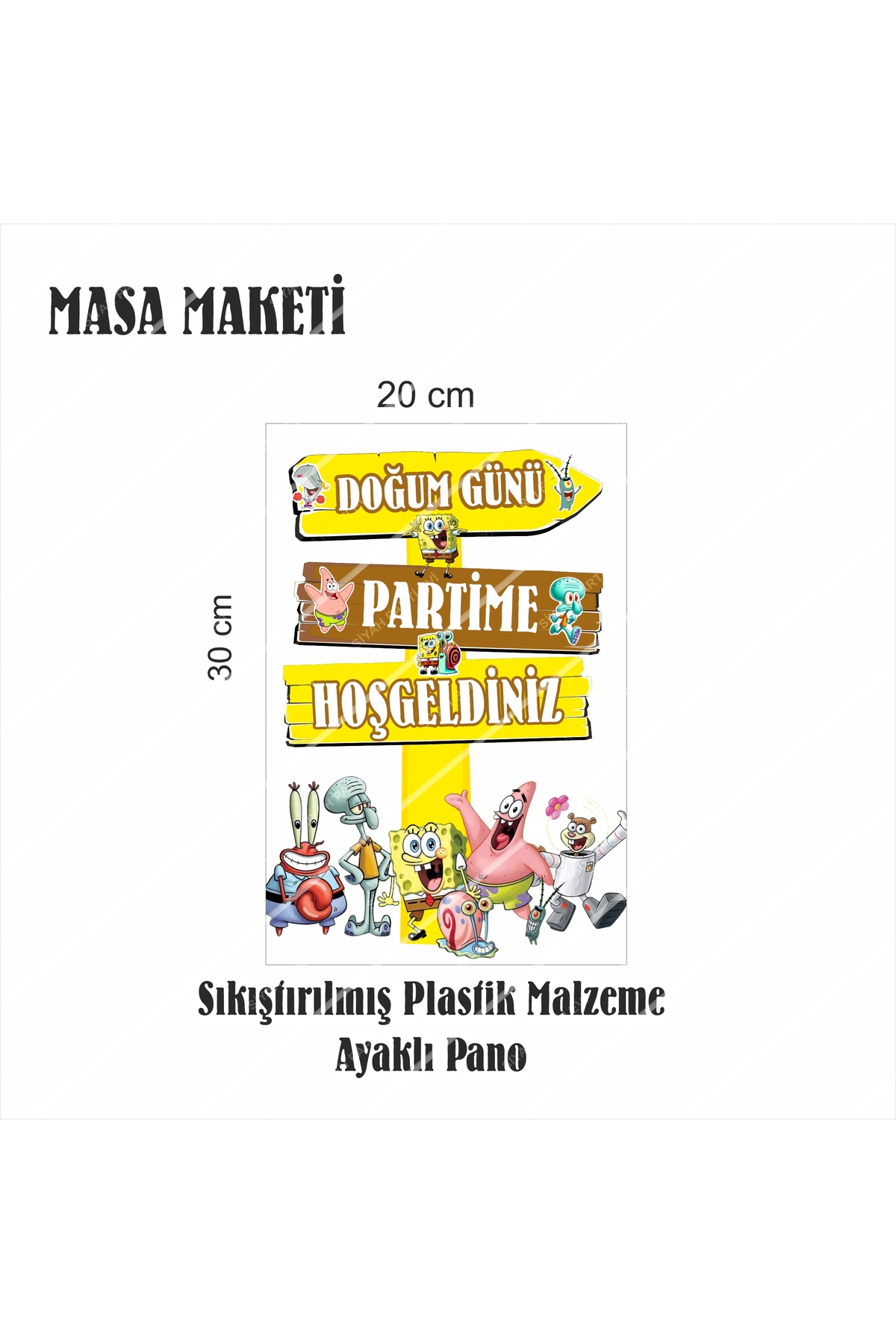 SİYAH PARTİ EVİ Sünger Bob Doğum Günü Masa Maketi Pasta Süsü Seti fotoğrafı 2 (önizleme)