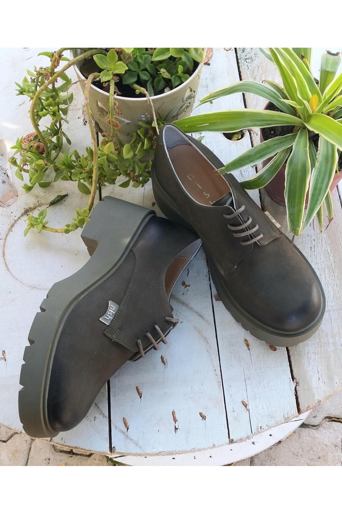 NISH-N24166 Γυναικεία γνήσια δερμάτινα Nubuck Ανδρικά παπούτσια με χοντρή σόλα 3