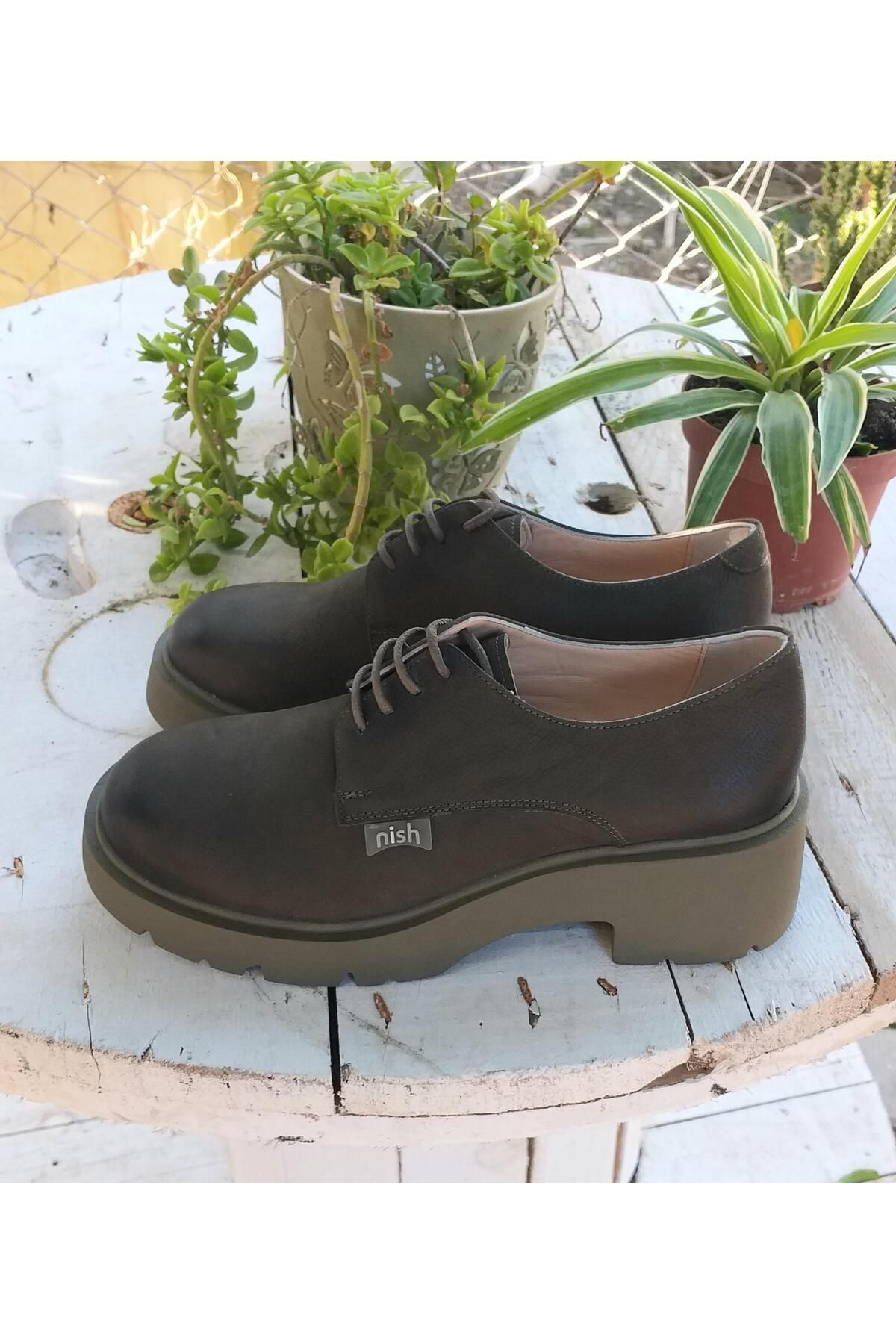 NISH-N24166 Γυναικεία γνήσια δερμάτινα Nubuck Ανδρικά παπούτσια με χοντρή σόλα 2