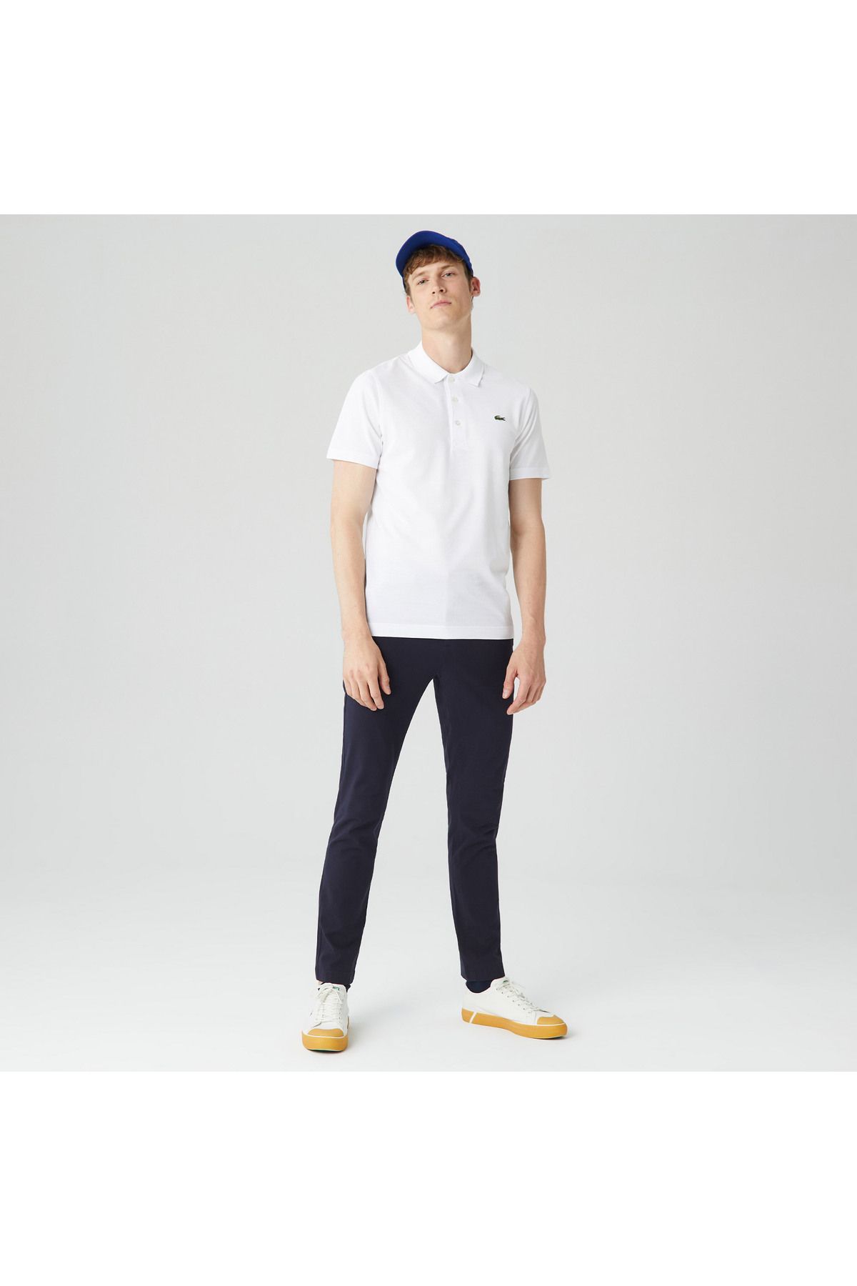 تی شرت یقه پولو سفید مردانه چوگان مناسب ورزشی Lacoste