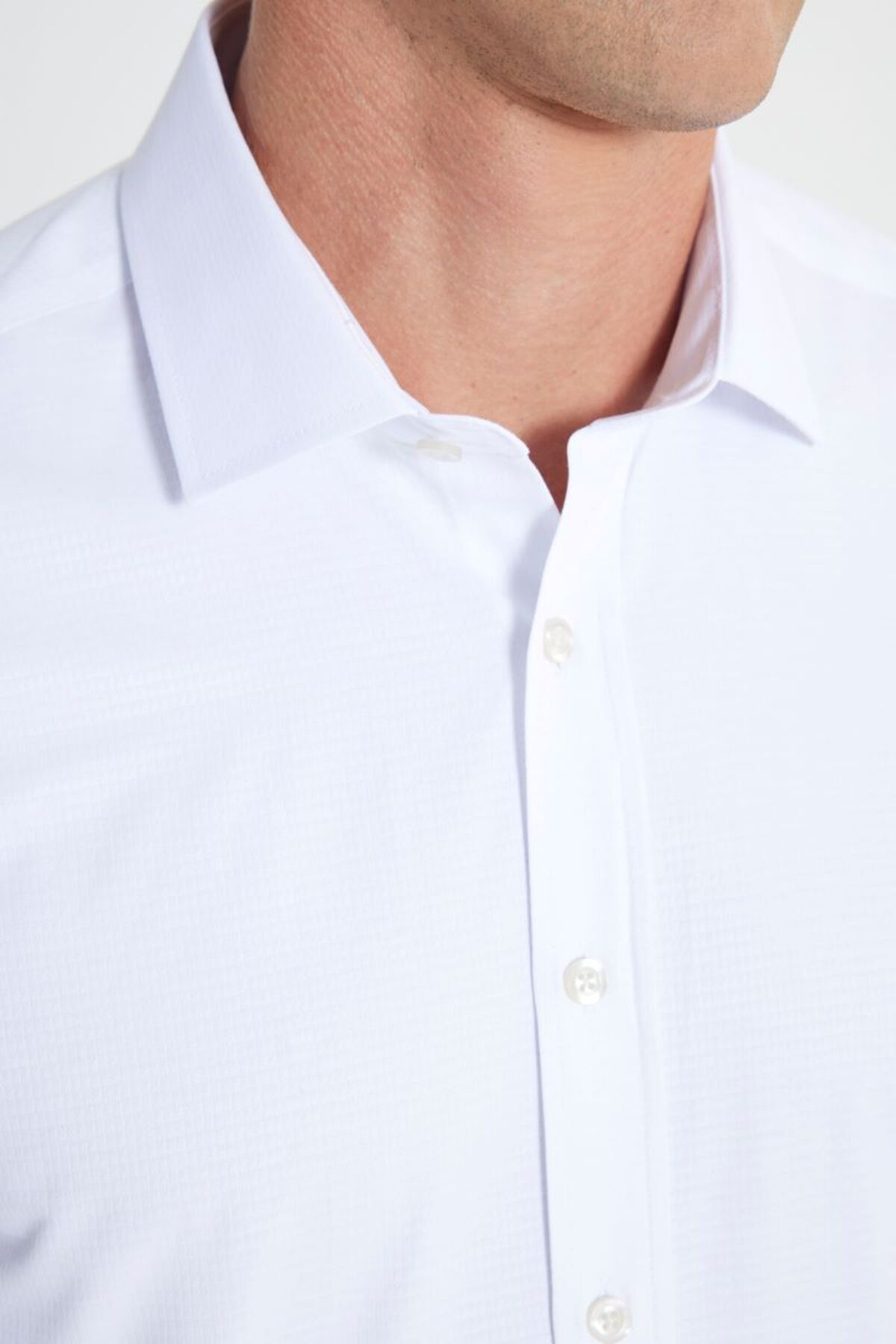 ALTINYILDIZ CLASSICS-Cămașă albă Dobby cu guler clasic, slim fit 5