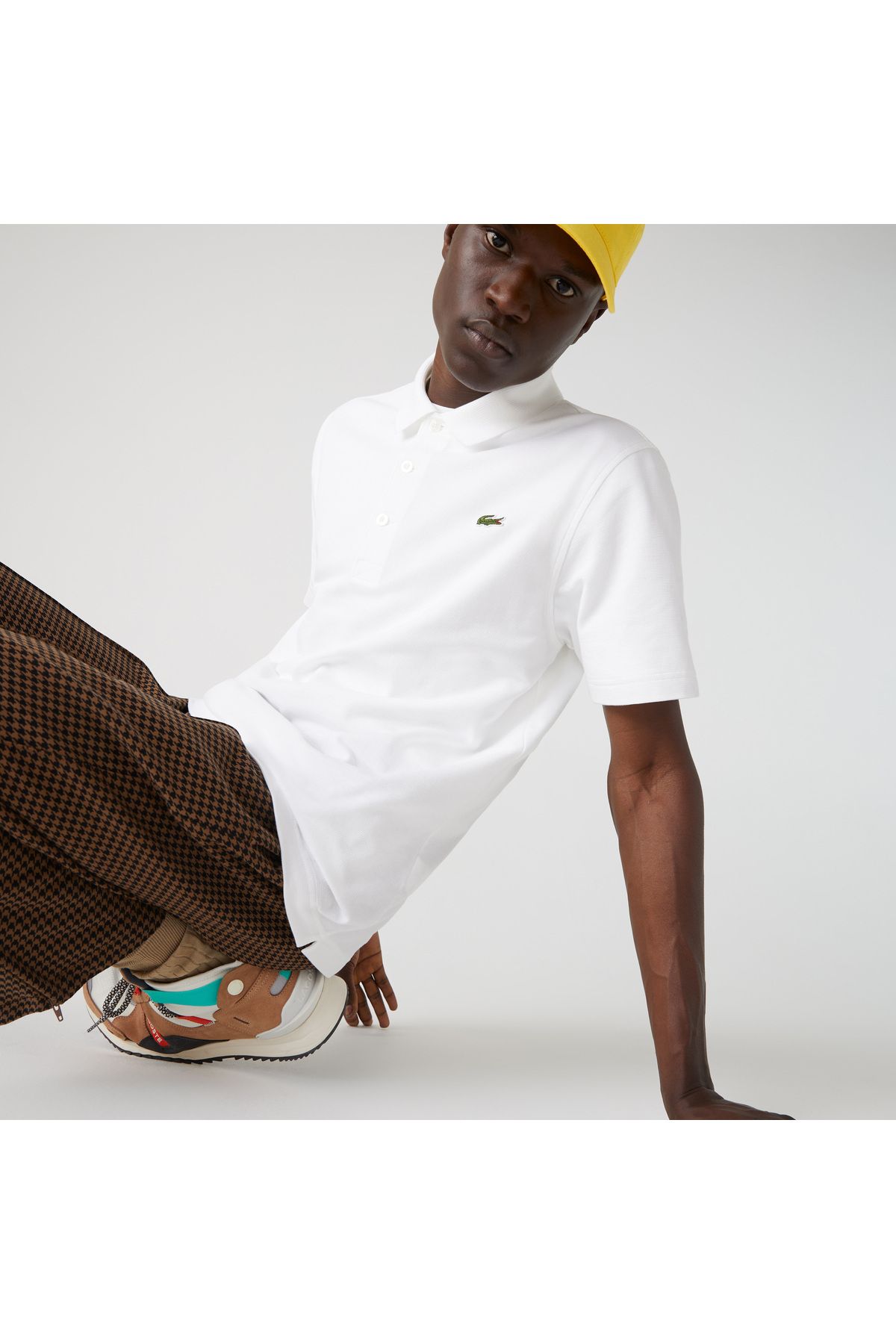 تی شرت یقه پولو سفید مردانه چوگان مناسب ورزشی Lacoste
