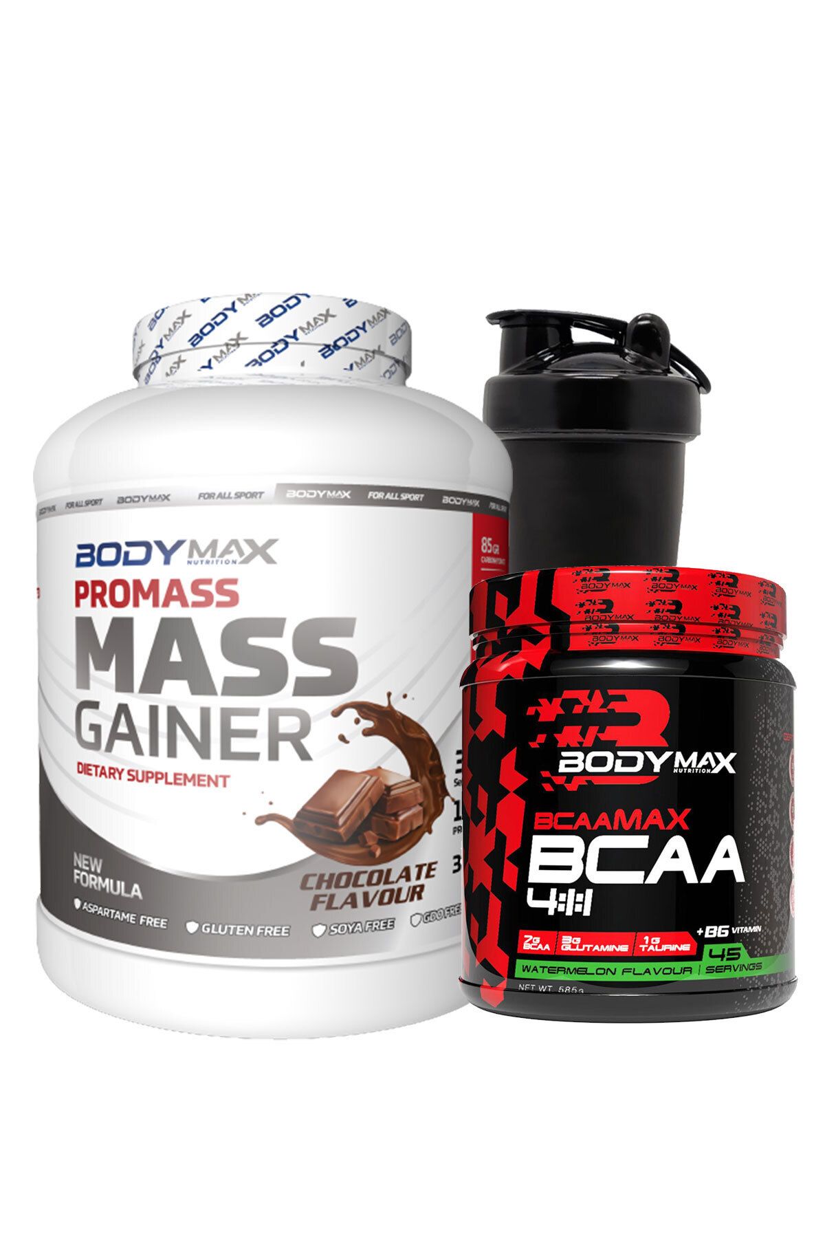 Promass Mass Gainer 3600 Gr Çikolatalı + Bcaamax Bcaa 585 Gr Karpuzlu + Shaker