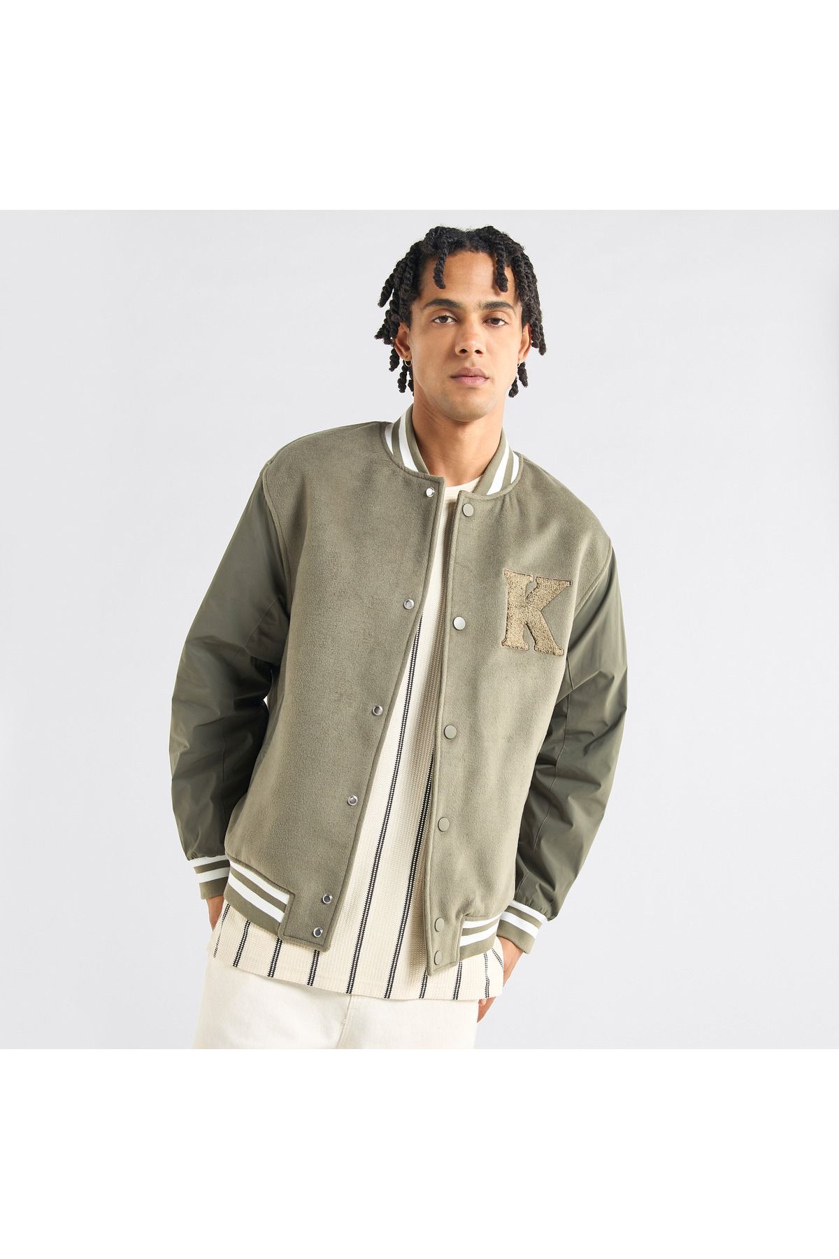 FAV-Varsity Applique Detail Button Through Jacket With Pockets 1