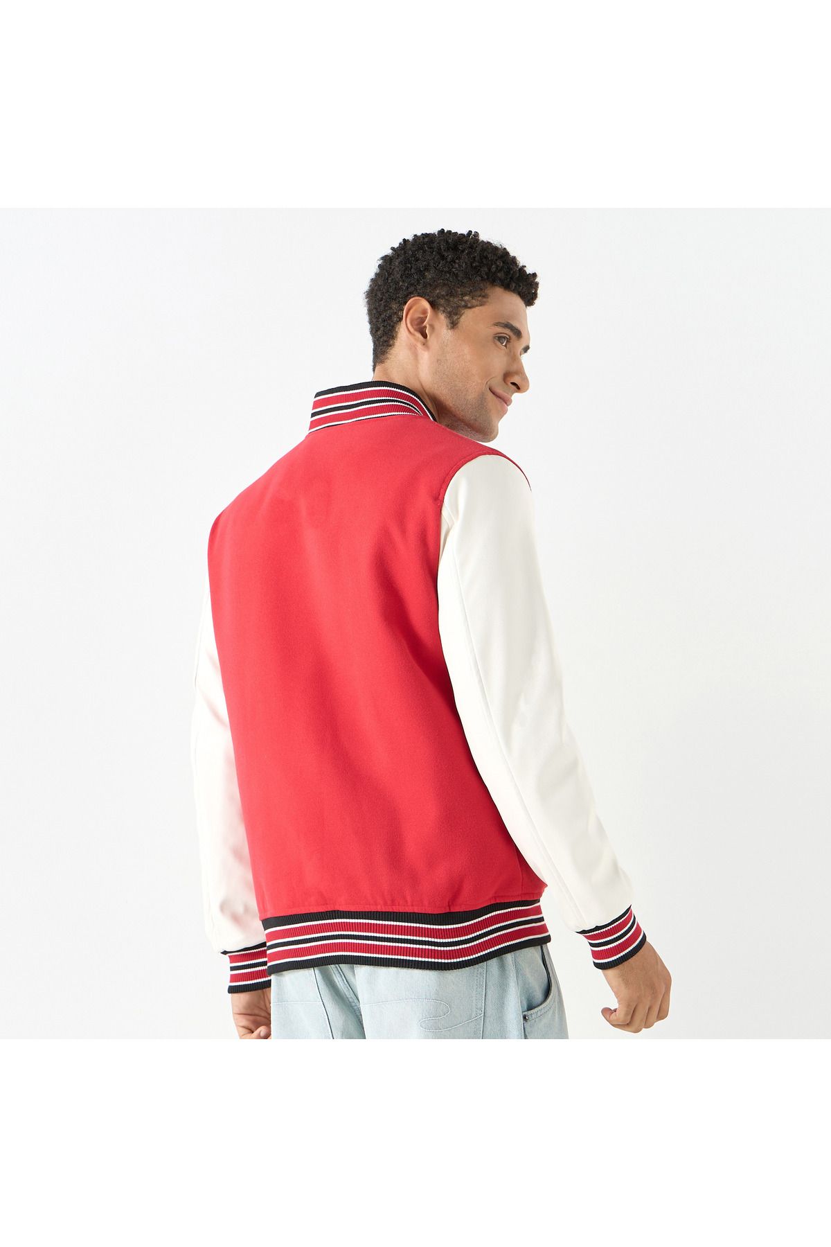 SP Characters-Harvard University Logo Detail Button Through Bomber Jacket with Pockets 3