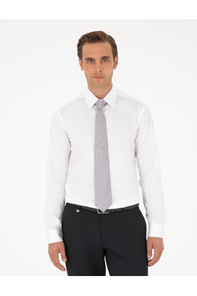 Pierre Cardin Beyaz %100 Pamuk Parlak Saten Slim Fit Uzun Kollu Basic Gömlek ...