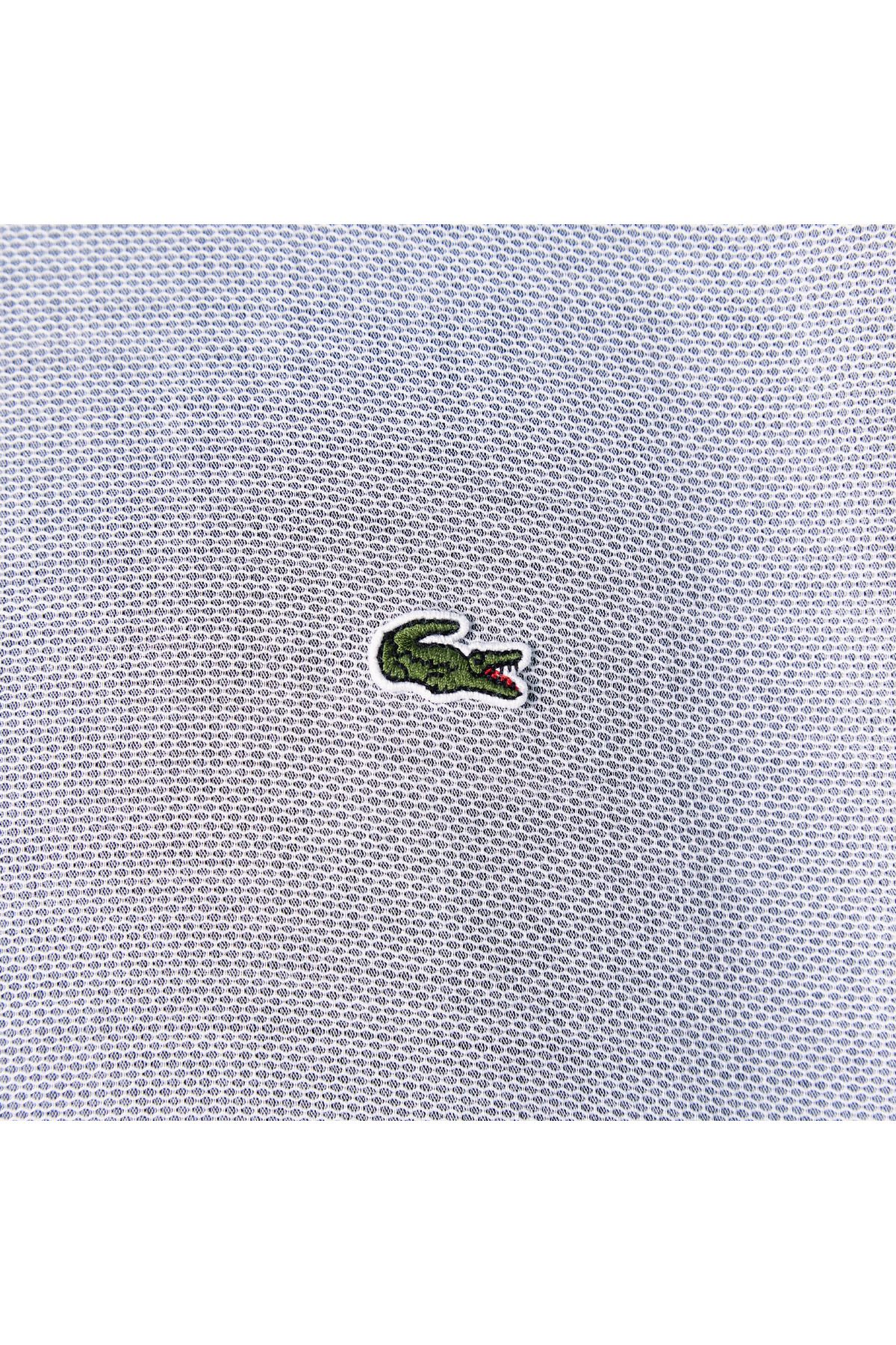 پیراهن / بلوز دکمه دار خاکستری مردانه باریک اورجینال Lacoste