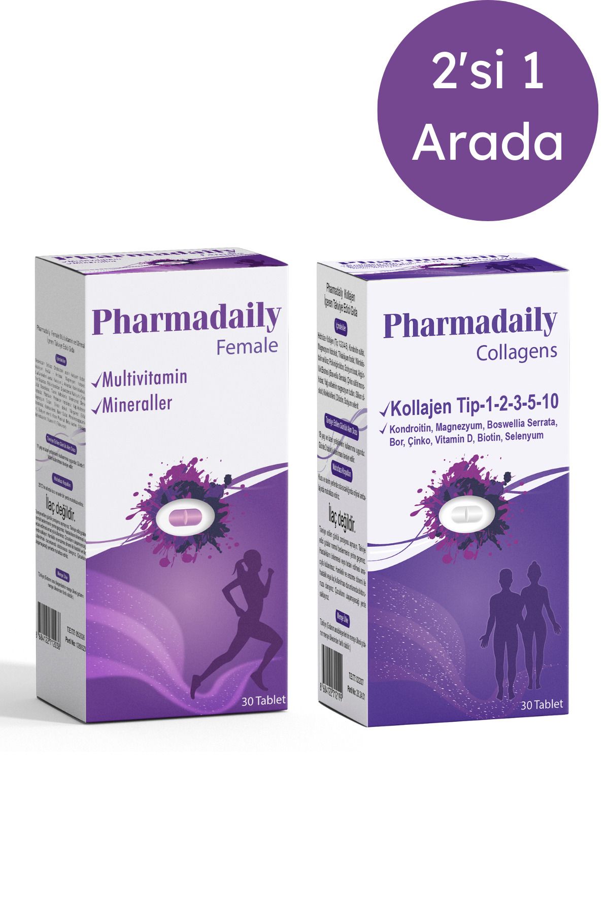 Pharmadaily 2'si 1 Arada Paket: Pharmadaily Collagens + Pharmadaily Female