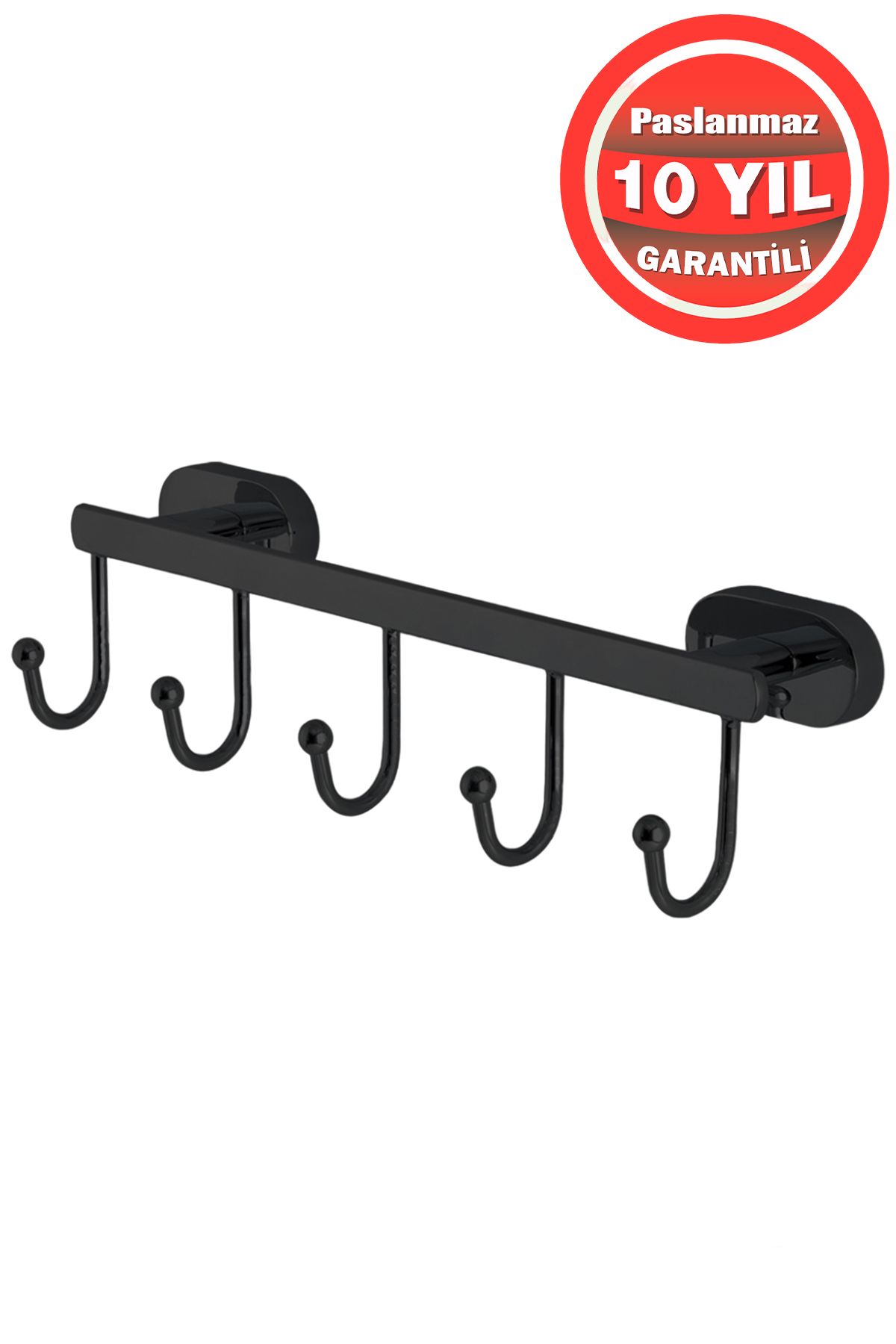 ÇELİK BANYO Paslanmaz Pirinç Mat Siyah Zirve Beşli Askılık Havlu Askısı