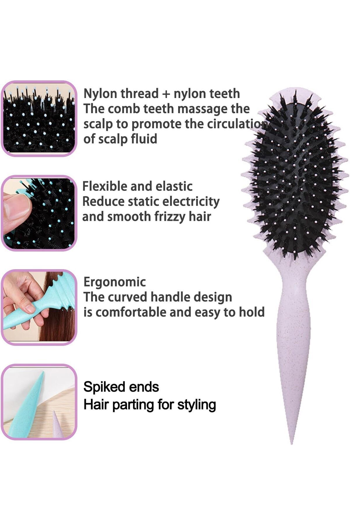 Blue Ocean-Shaped and Evident Curl Creation and Curl Separation Curl Creation Brush and Comb 3