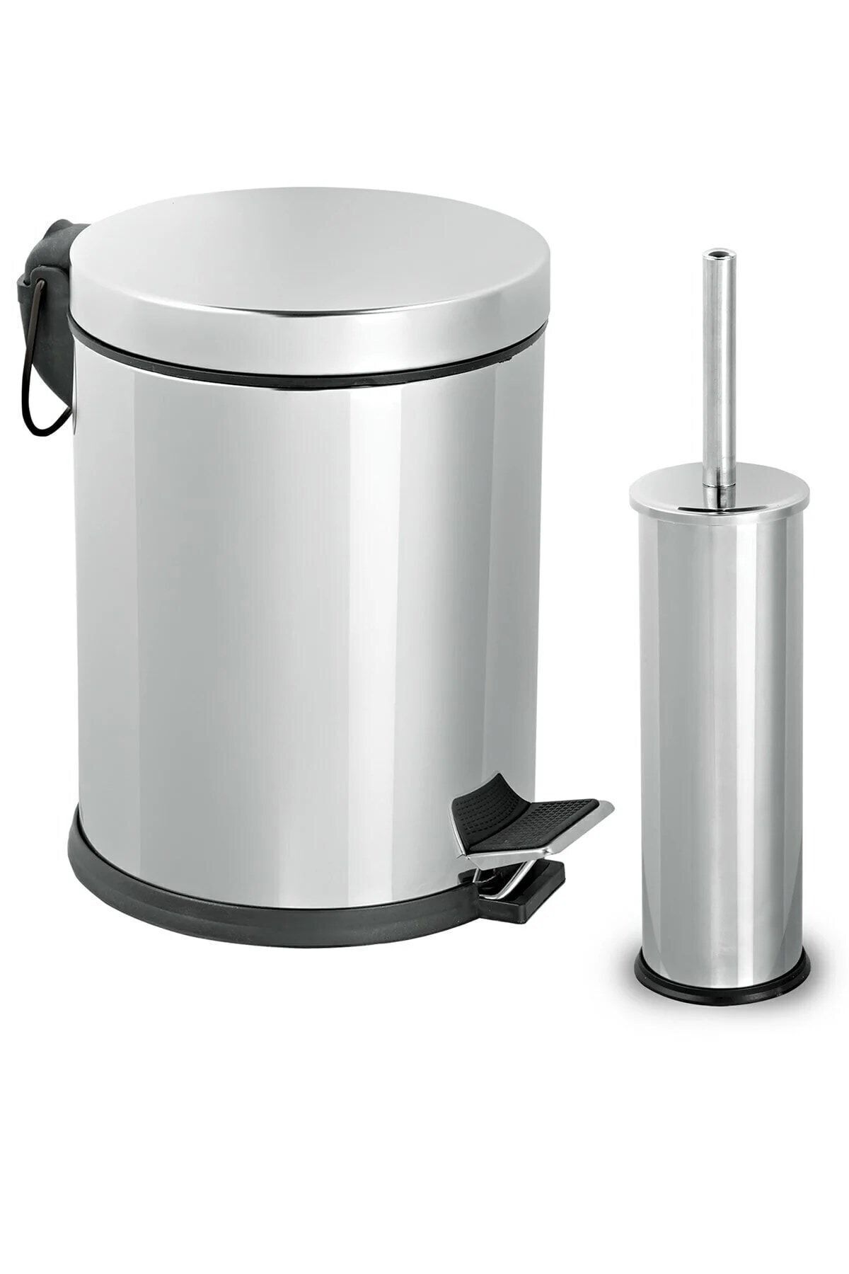 Fevito-Pedal Trash Can WC Brush Set 3 lt Chrome 6