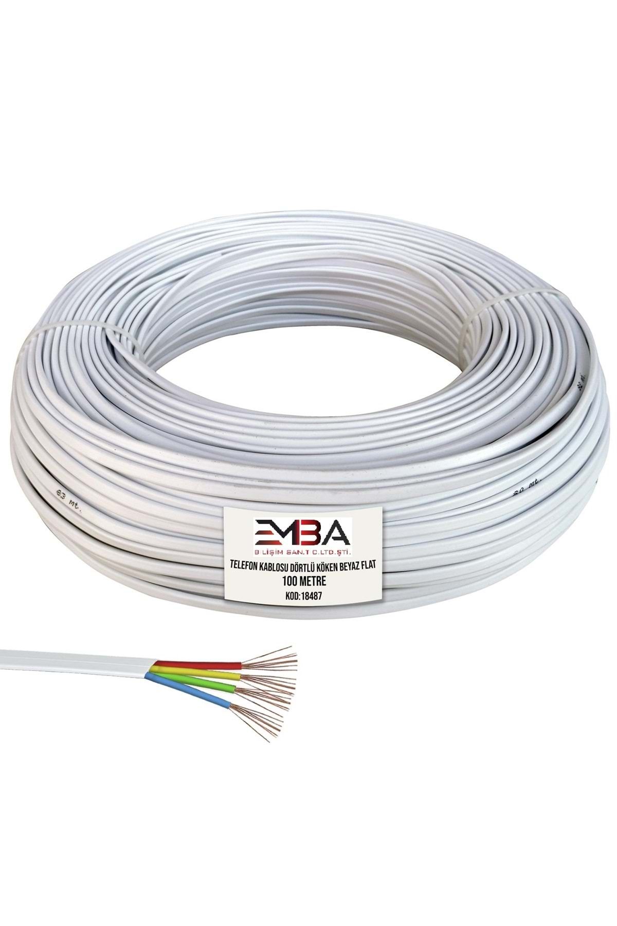 Emba-Telephone Cable Quadruple Origin White Flat 100mt 1