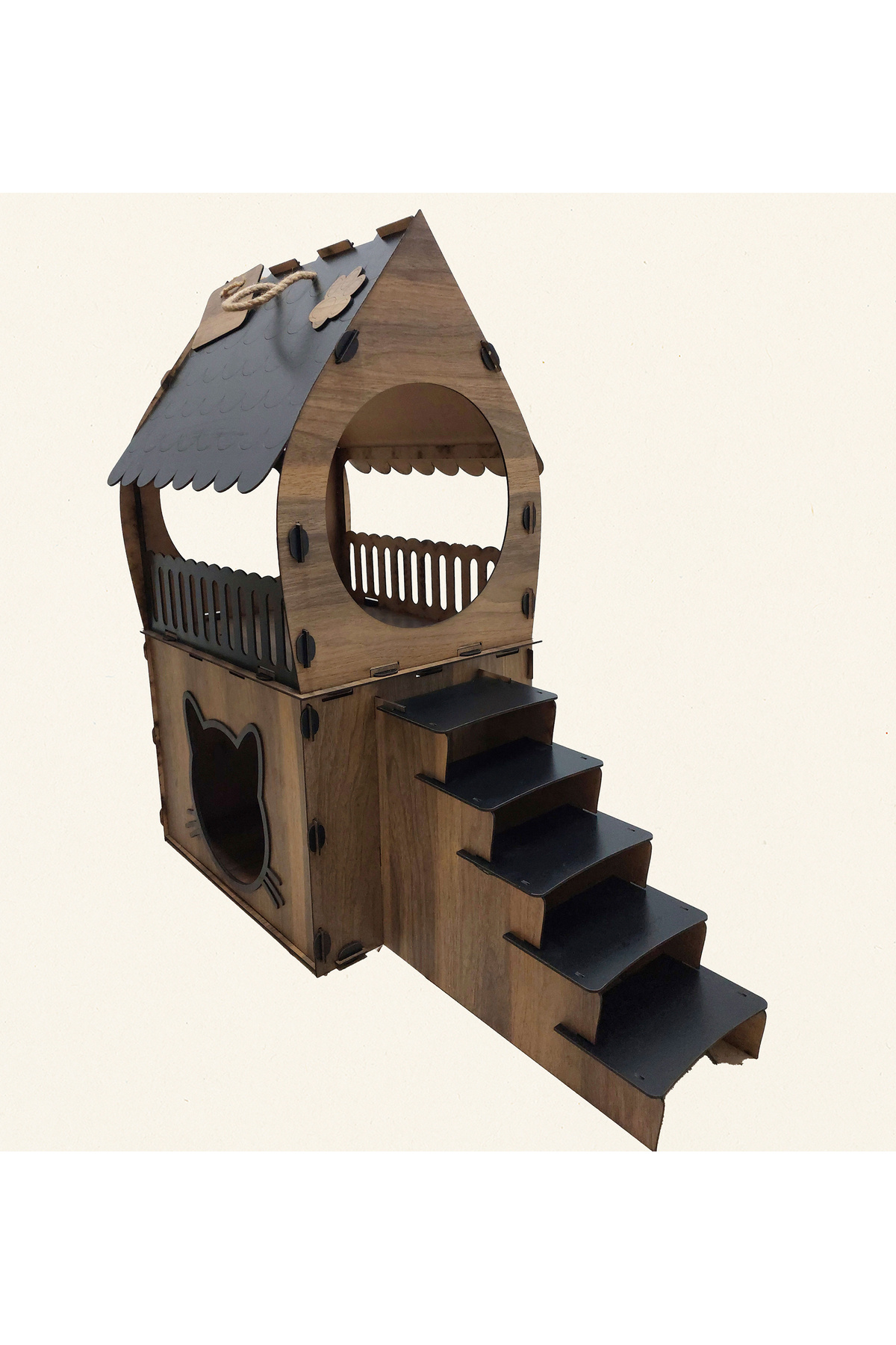 MDFyeDairHerşey 2 katlı kedi evi, kedi evi ve kafesi 2 katlı dublex kedi evi