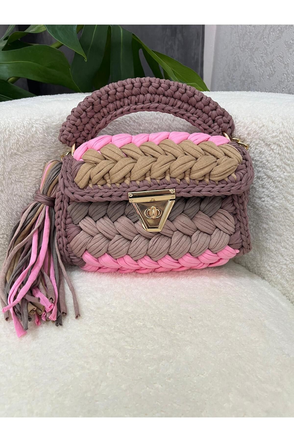 CHQEL-Dámský arašídový model ručně vyráběný háčkovaný česaný bavlněný vak a luxusní kabelka do ruky, přes rameno a crossbody 3