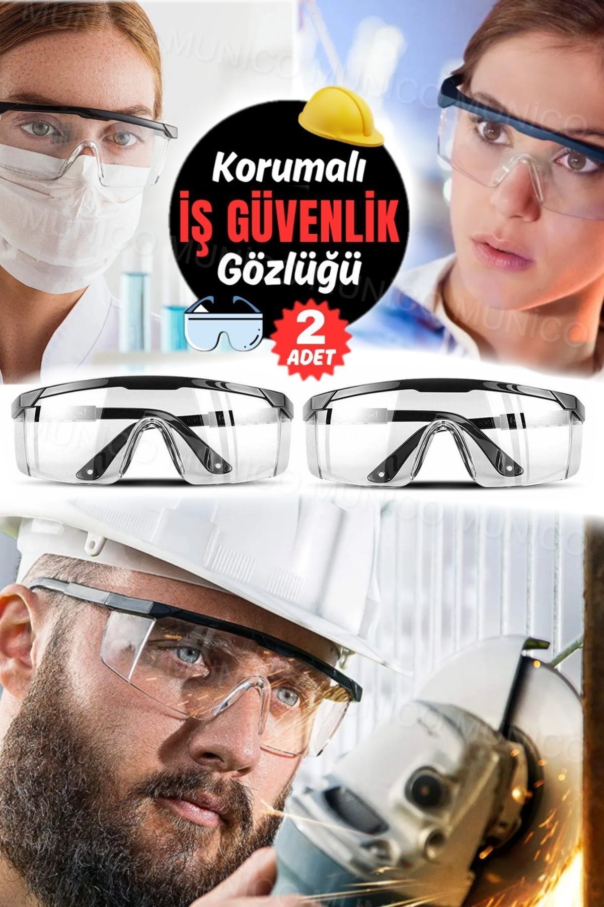 Gaggani 2 Adet Endüstriyel Gözlük ile Maksimum Güvenlik Ergonomik Tasarım: Ayarlanabilir Bacak Uzunluğu