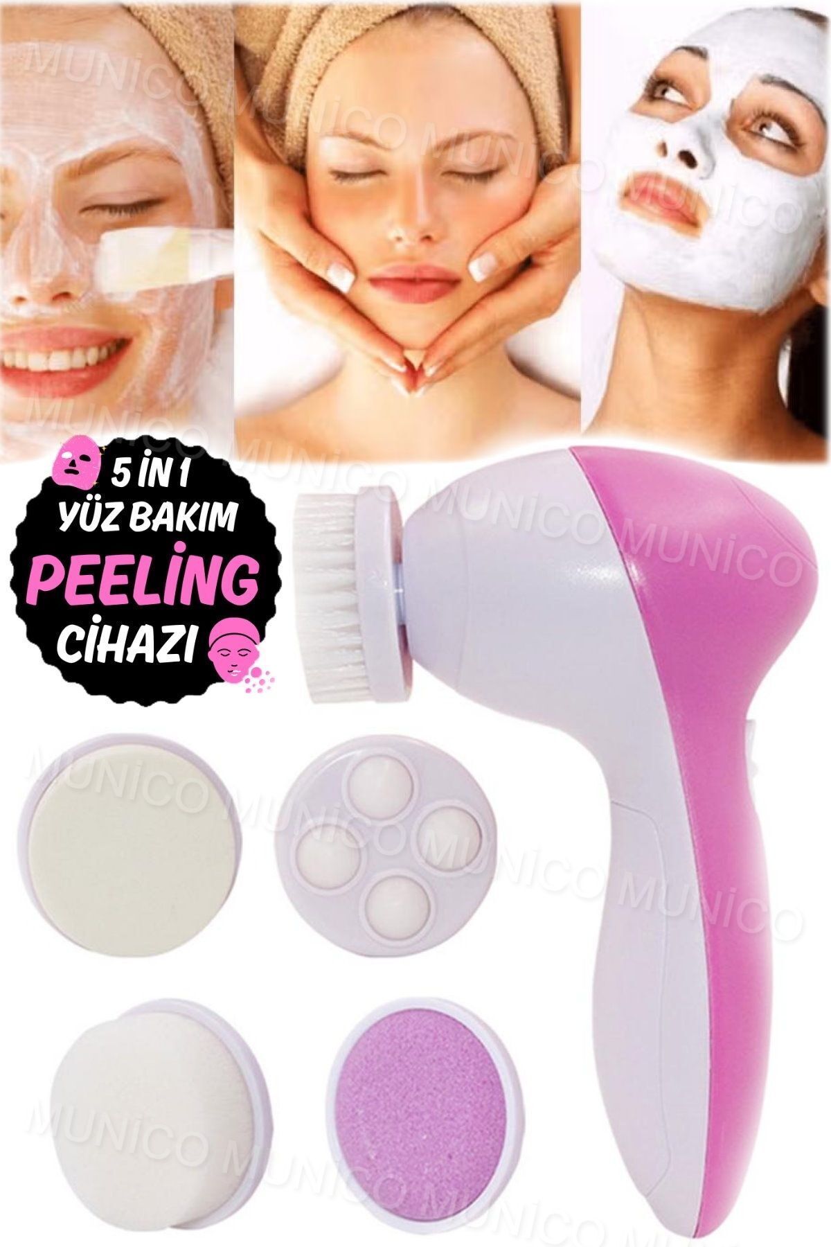 Gaggani Su Geçirmez Peeling Fırçası Elektrikli Yüz Temizleme Fırçası – 5 in 1 Su Geçirmez Cilt Temizleme