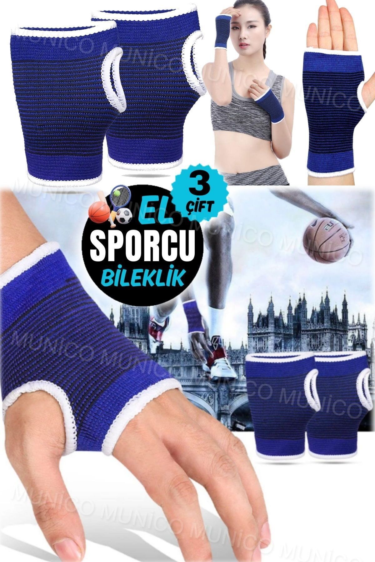 AboutThePerfect Mavi Spor Elastik El Bileği Desteği, Şok Emici ve Nefes Alabilirlik Özelliği