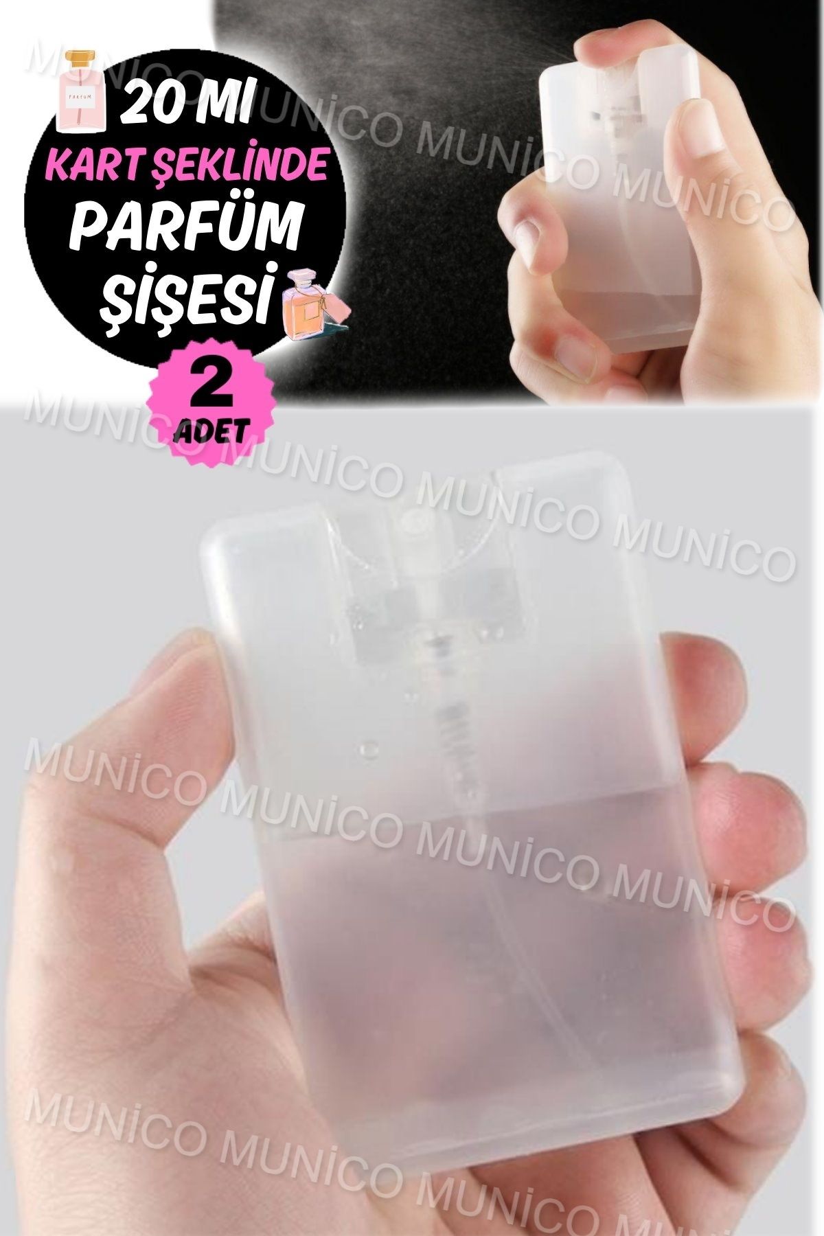 Munico 2 Adet Kullanışlı 20 ml Parfüm Pompası, Çanta Boyu Premium Kalite 20 ml Parfüm Atomizörü, Dayanıklı