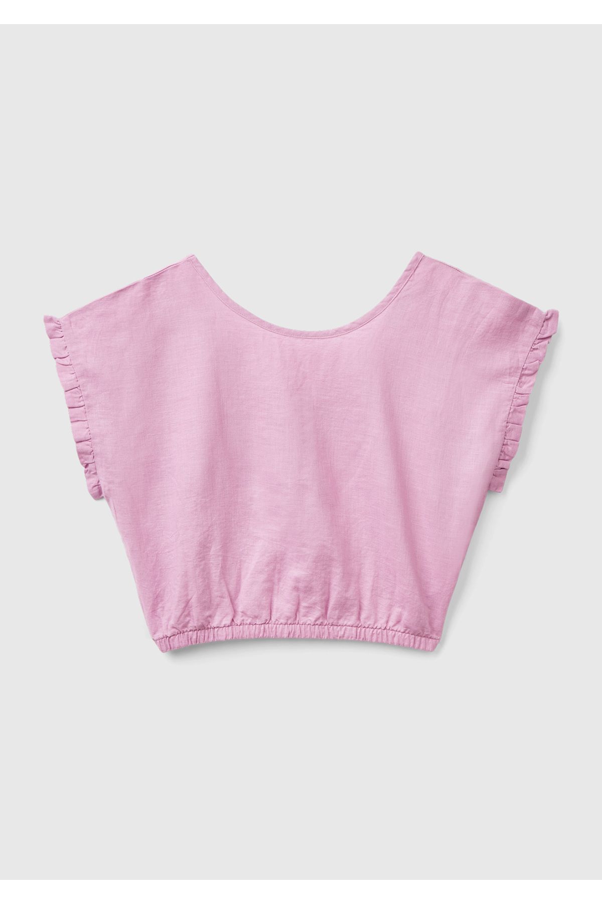 United Colors of Benetton-Girl's Pink Linen Blended Blouse 1