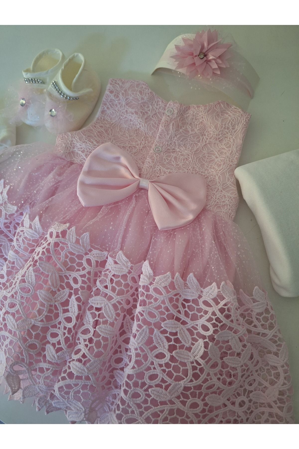 biyan collection Kız Bebek Mevlüt Özel Gün 5 li Baby Shower Seti Dantelli Gelinlik Abiye Elbise Bebek Doğum Hediyesi fotoğrafı 3 (önizleme)