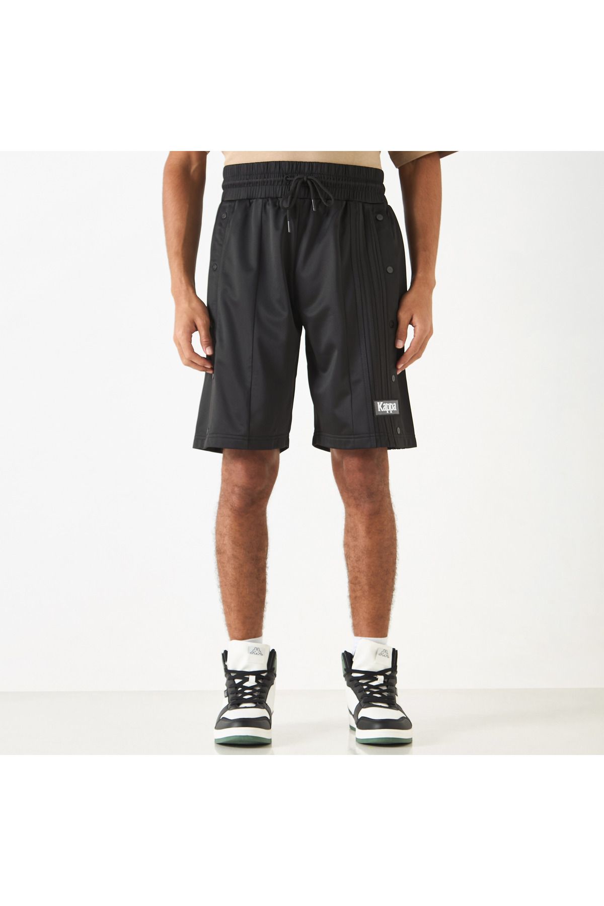 Kappa-Logo Applique Shorts with Drawstring Closure and Button Detail 1