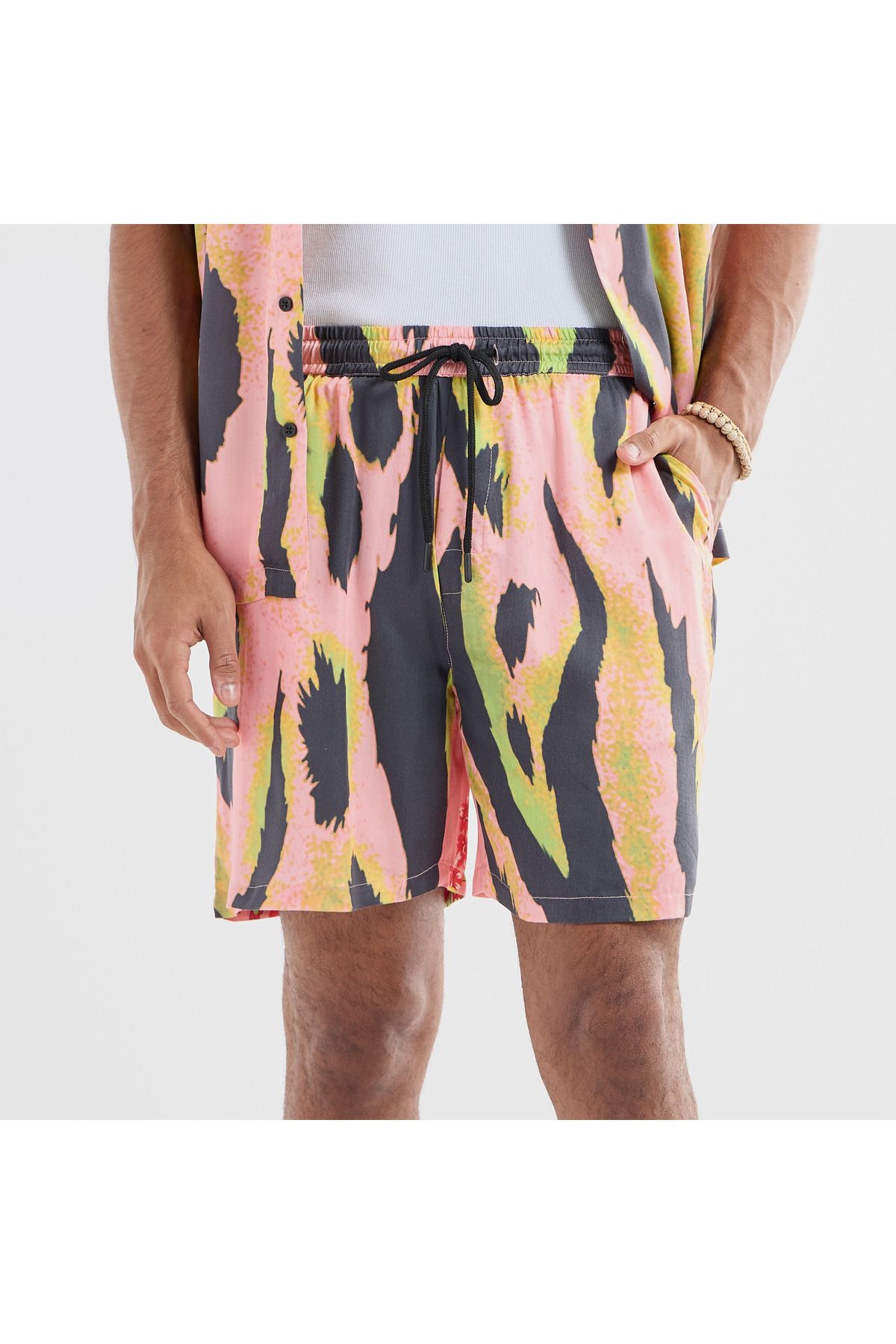 FAV-All-Over Print Flexi Waist Shorts with Pockets and Drawstring Closure 1