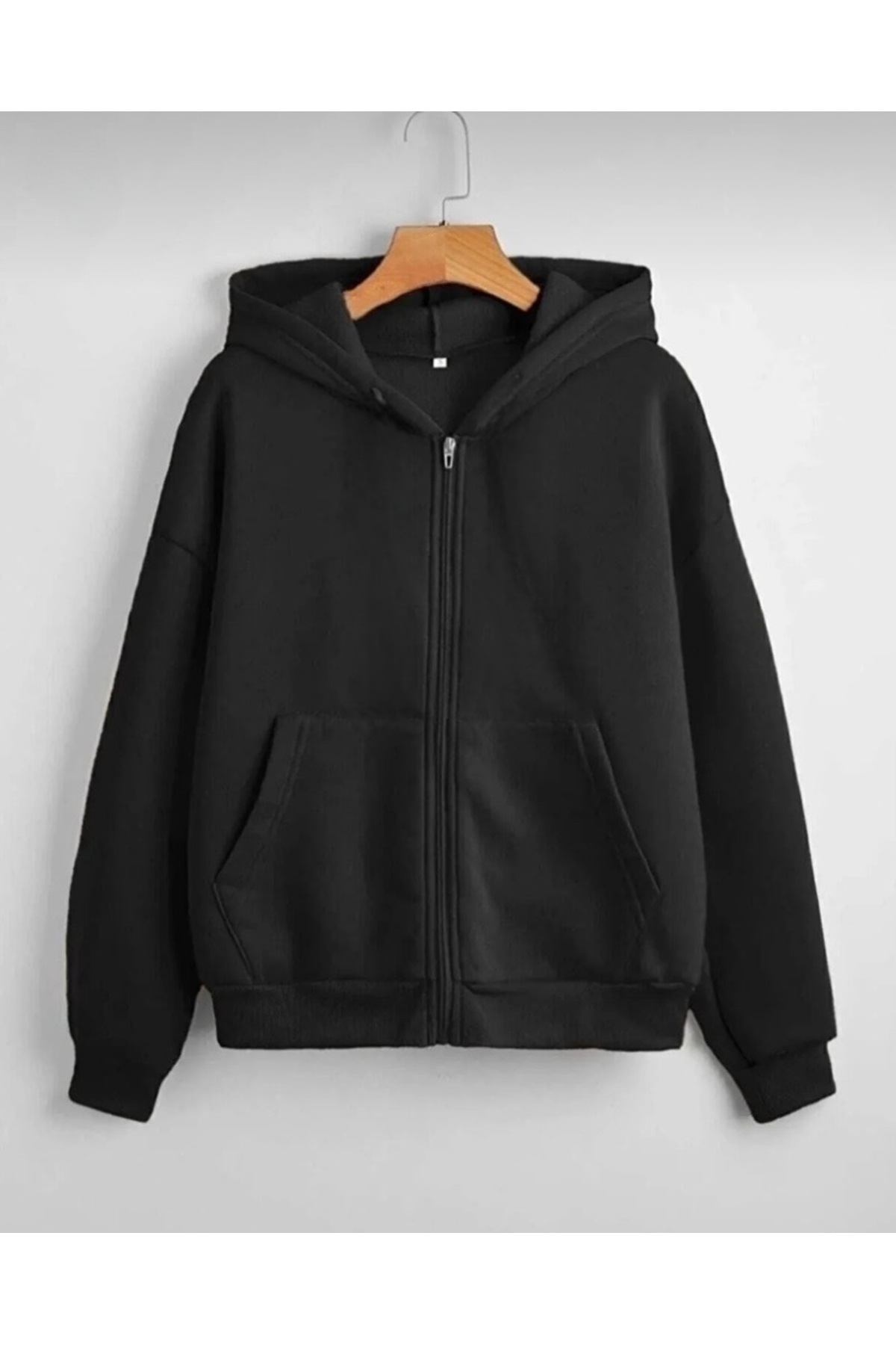 Unisex Sırt Kelebek  Baskılı Fermuarlı Hırka Sweatshirt — مشکی DZ-HIRKA — تصویر 2 از 4
