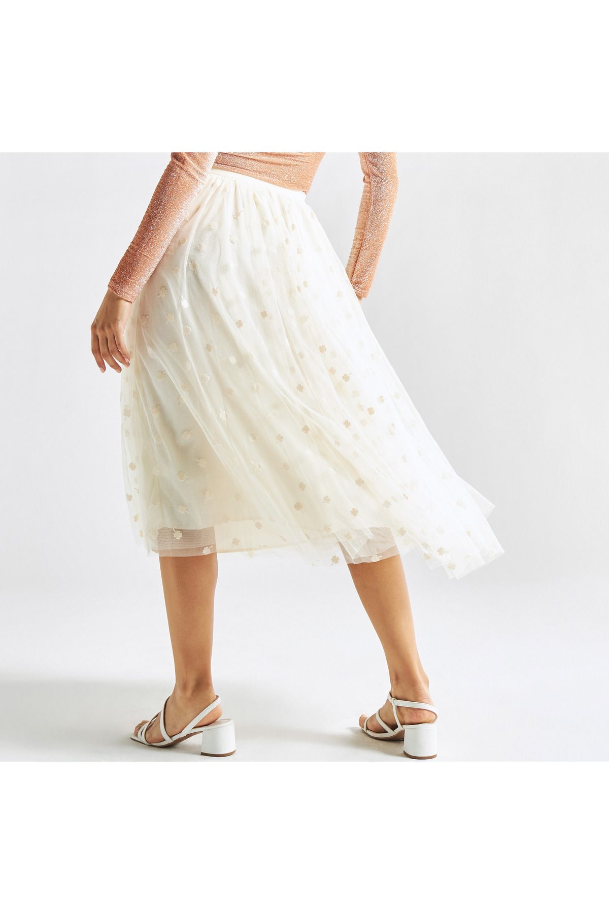 FAV-Textured Midi Skirt with Elasticated Waistband 3