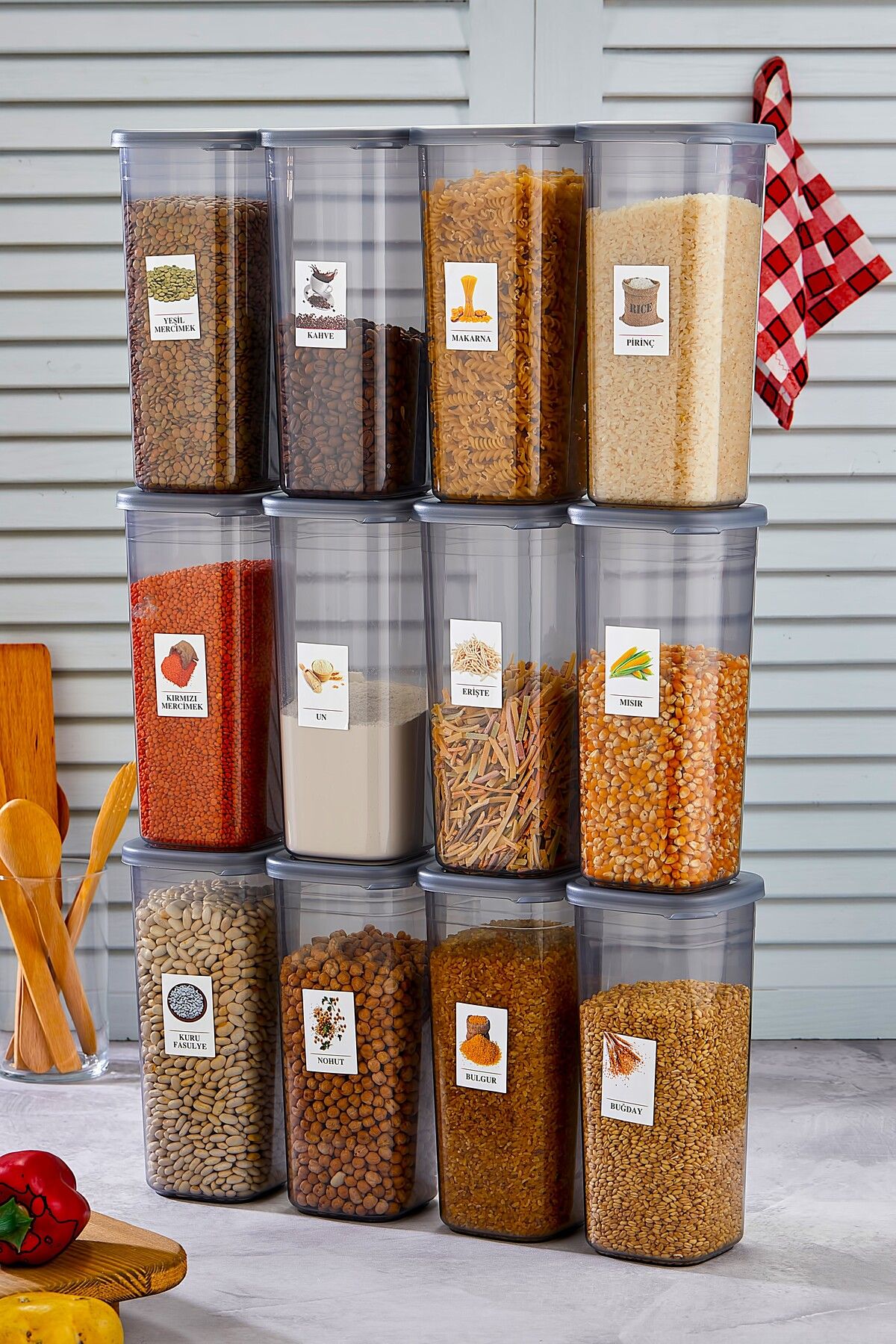 trendy kitchen-Mega Size 12 Pieces Food Storage Container Set with 1750 ml Label 1