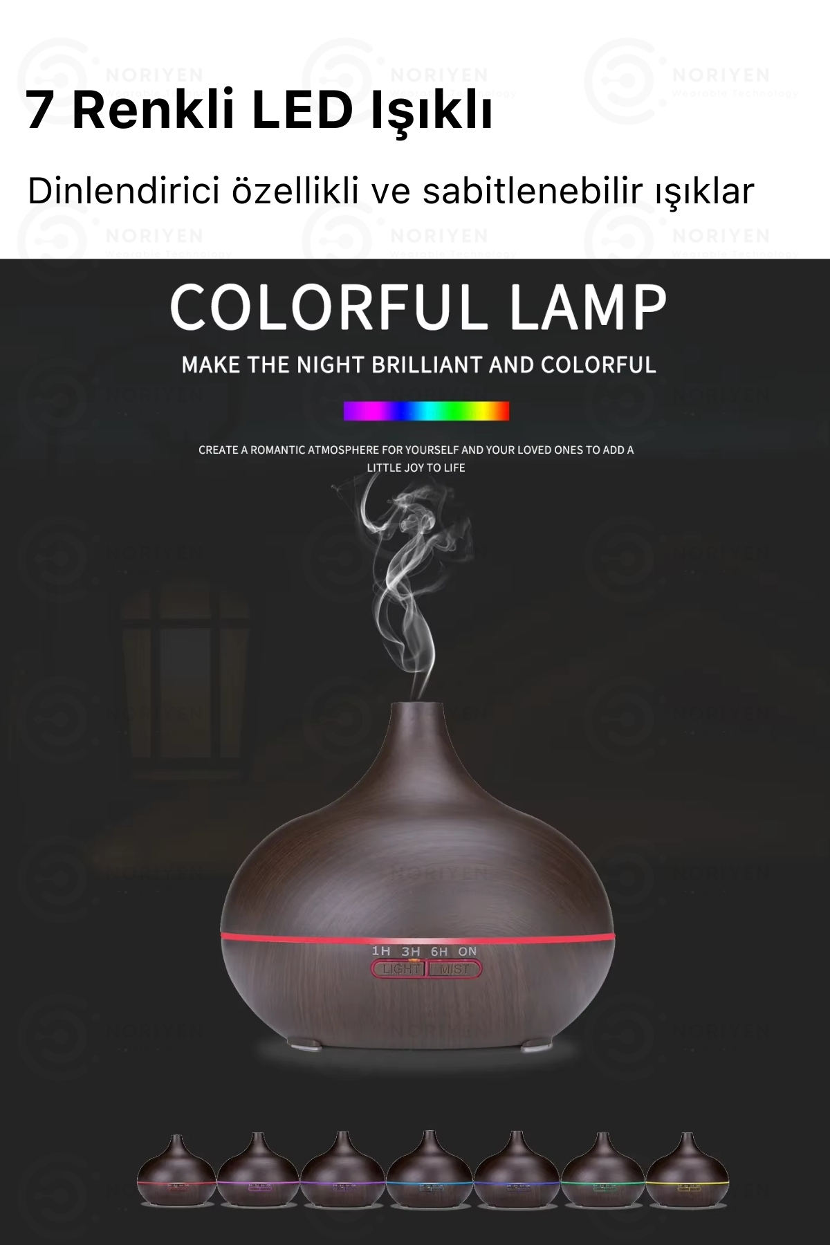Ultra Sessiz Büyük 550 ML Ultrasonik Hava Nemlendirici 7 LED Gece Işığı Buhar Makinesi Aroma Difüzör