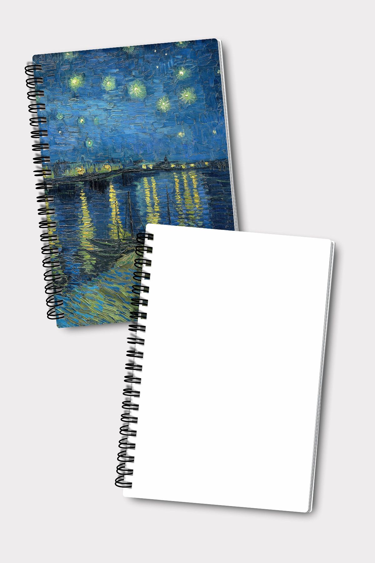 Eldesen Tasarım-Van Gogh Spiral Unlined School Notebook Set, A5 / 50 Sheets 100 Pages Set of 4, Unlined Notebook Set 6