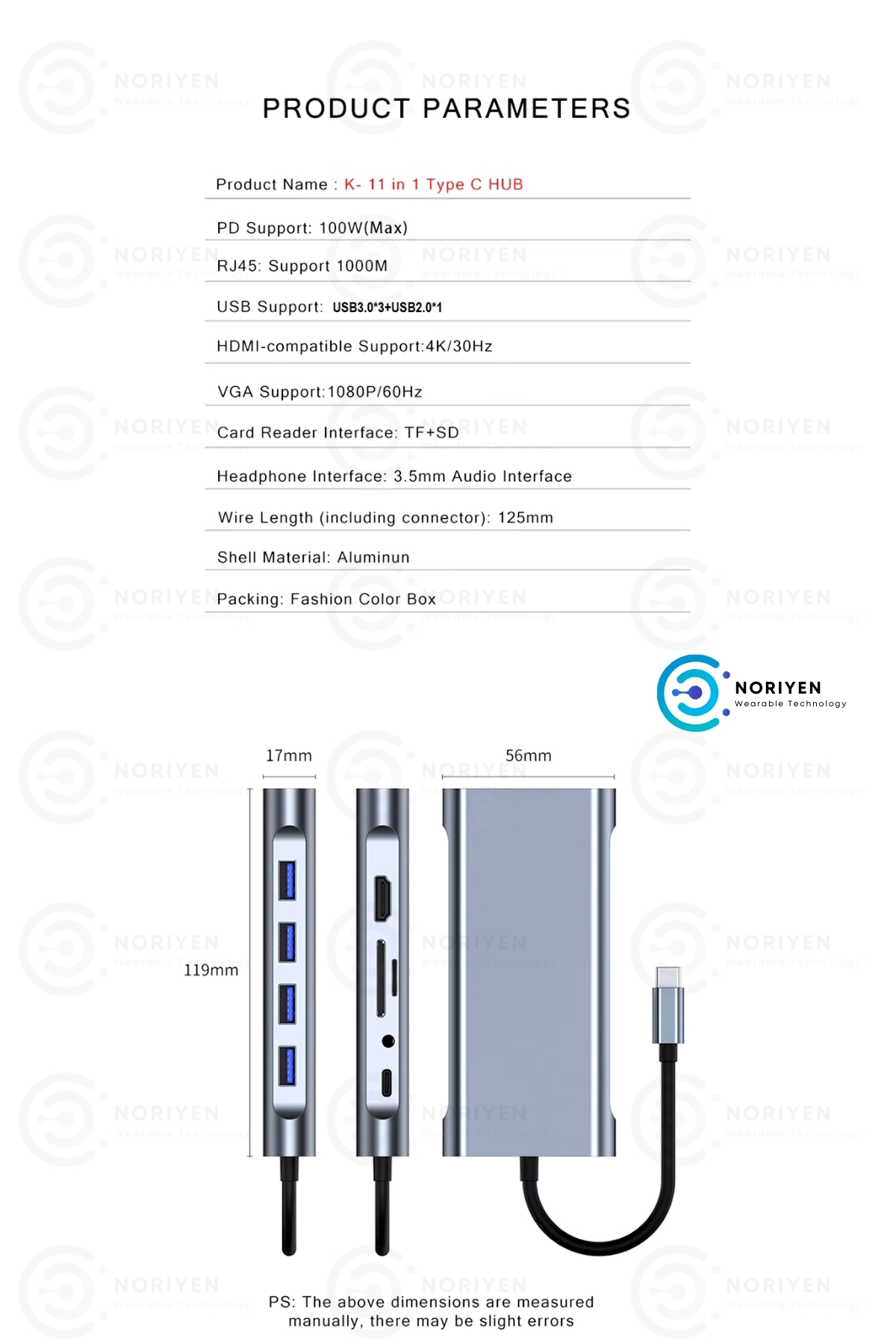 11in1 Type-c To Usb Hub Port Adaptör Hdmi 4x Usb Lan Vga Sd Card Çoklayıcı Çevirici Dönüştürücü