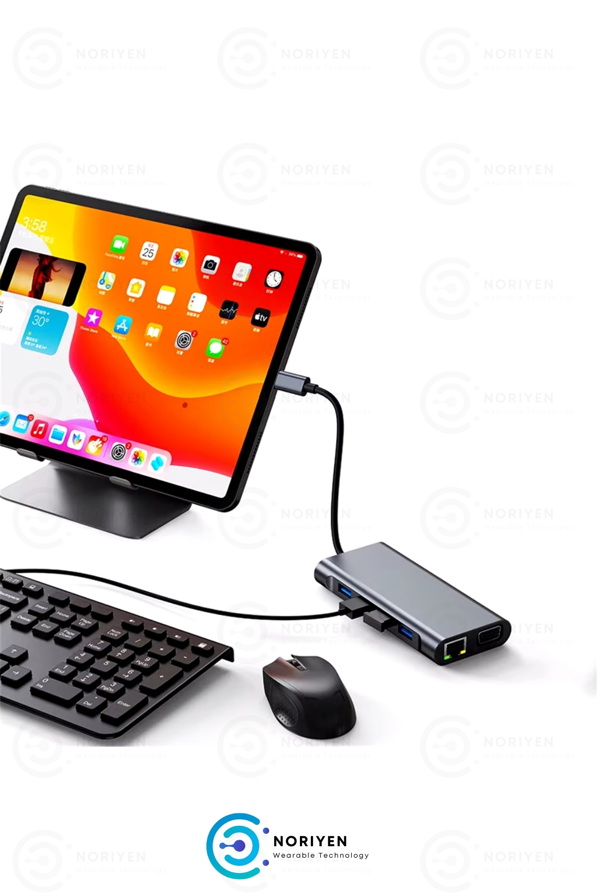 11in1 Type-c To Usb Hub Port Adaptör Hdmi 4x Usb Lan Vga Sd Card Çoklayıcı Çevirici Dönüştürücü