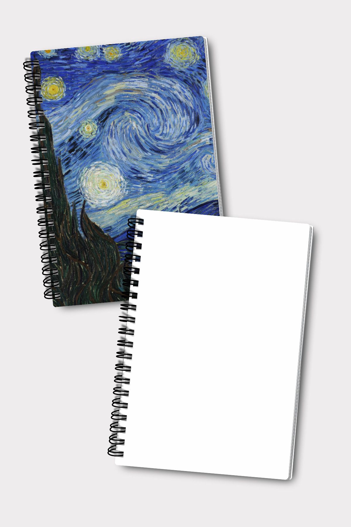 Eldesen Tasarım-Van Gogh Spiral Unlined School Notebook Set, A5 / 50 Sheets 100 Pages Set of 4, Unlined Notebook Set 3