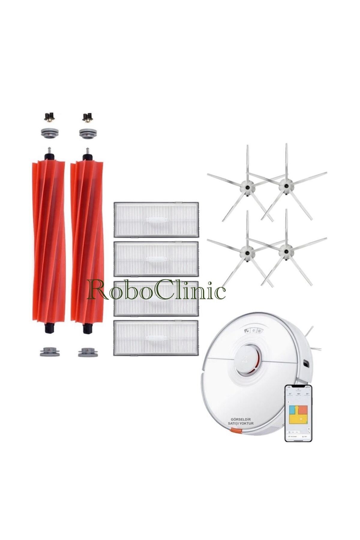 Roborock S7, S7 Plus White Robot Vacuum Cleaner Compatible Main Brush,Side Brush,Hepa Filter Replacement Set