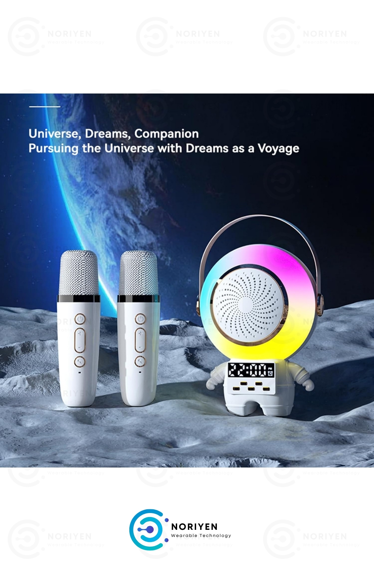 Çift Mikrofonlu Parti Karaoke Seti RGB LED Işıklı Şarjlı Bluetooth Kablosuz Hoparlör Ses Sistemi