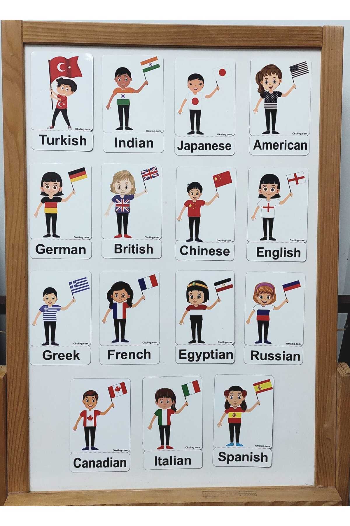 Okuling Manyetik İngilizce Kelime Kartları Flashcards - Milletler - Nationalities