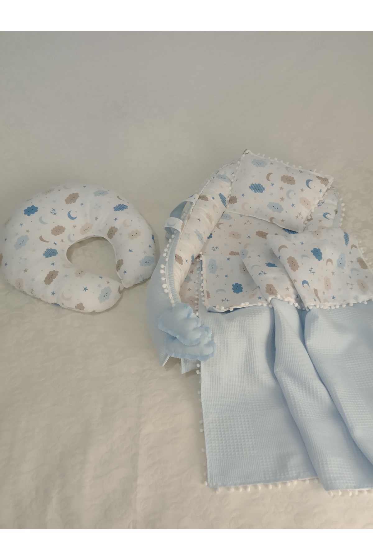 Wenaris babynest ve yastık,puset örtüsü,puset minderi,çantalı altaçma ve yastı,battaniye emzirme yastığı fotoğrafı 2 (önizleme)