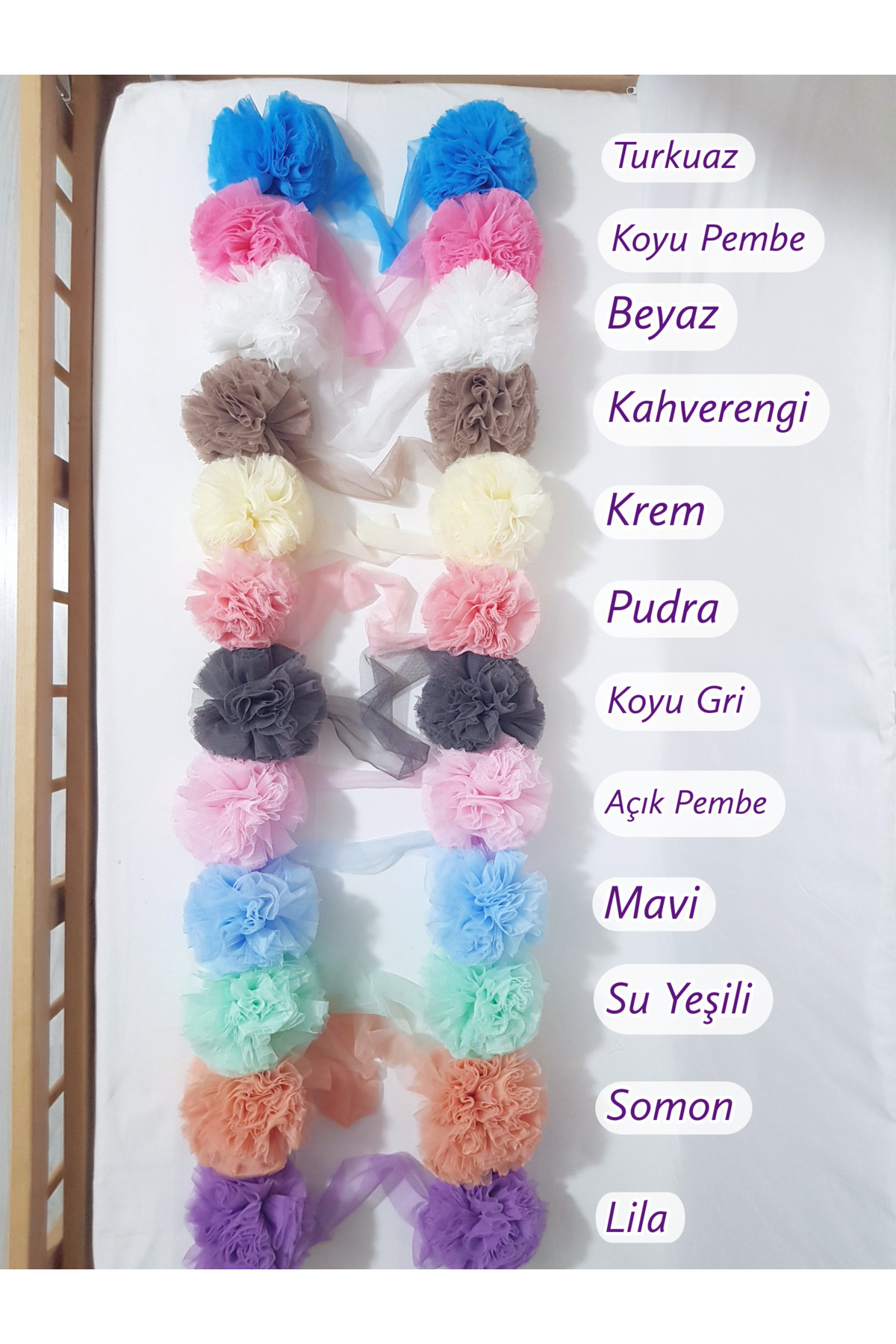 bebek_iklimi Bebek Lüks Cibinlik Takımı - Açık Pembe Ve Beyaz Dört Ponponlu - 6 Metre Likra Tül (APARAT DAHİL) fotoğrafı 7 (önizleme)