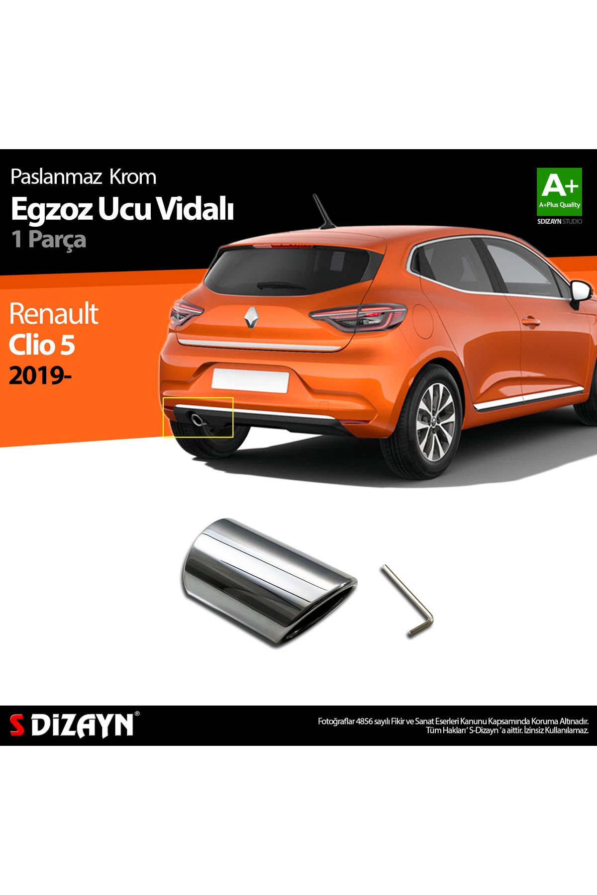 S Dizayn S-dizayn Renault Clio 5 Krom Egzoz Ucu Vidalı 2019 Ve Üzeri