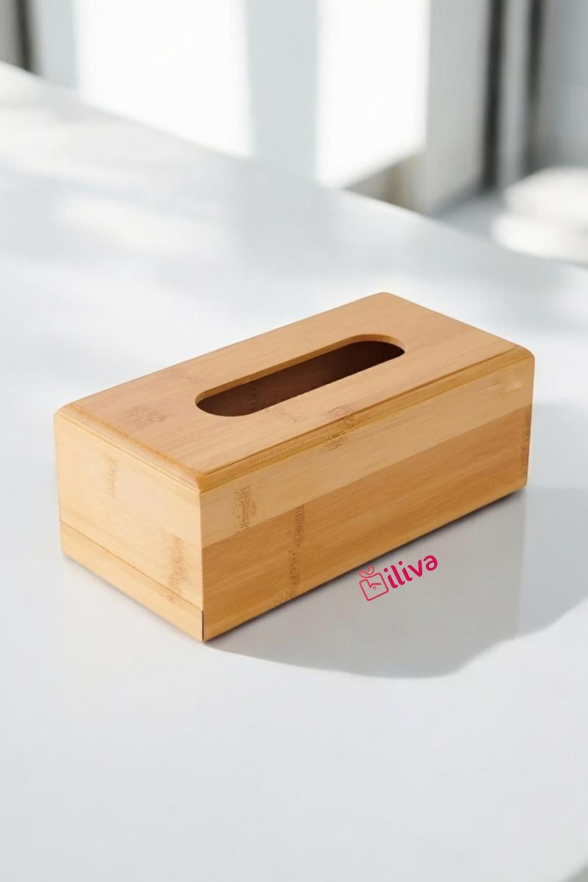 İLİVA-Table Top Bamboo Napkin Holder - Wooden 2