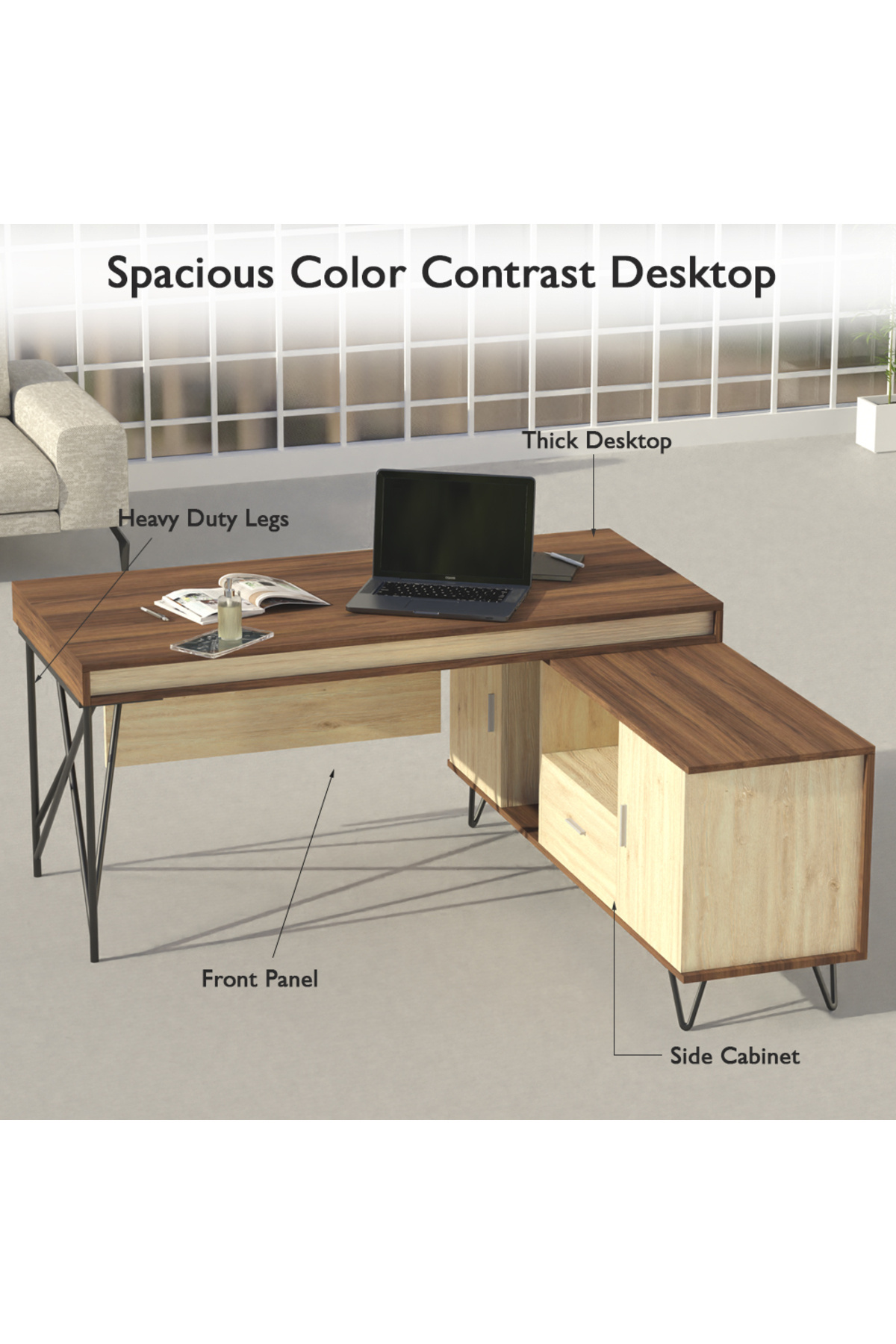 Mahmayi-Nutima 19516 Modern Executive Desk Dark Walnut 3