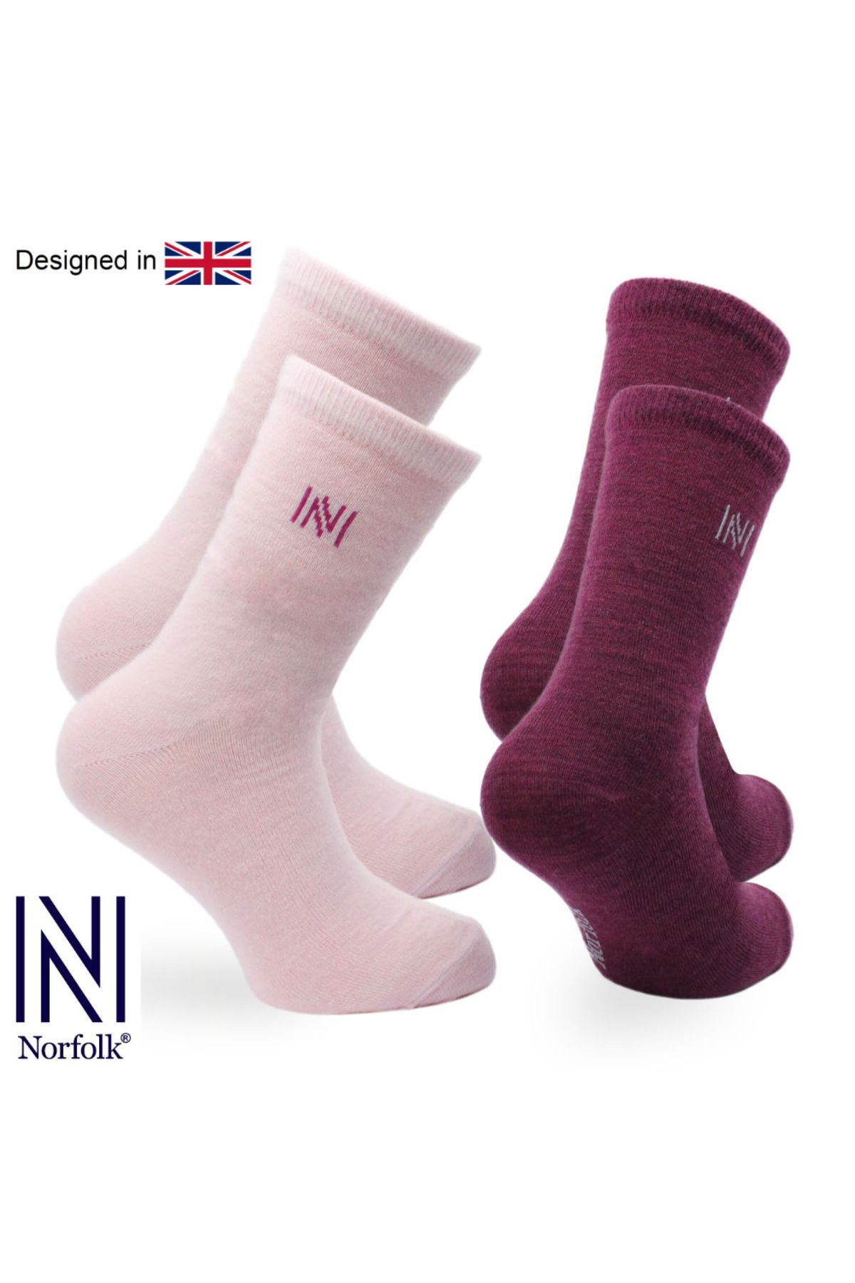 NORFOLK-Helsinki Merino Wool Daily Children's Socks - Pack of 2 Pink 2