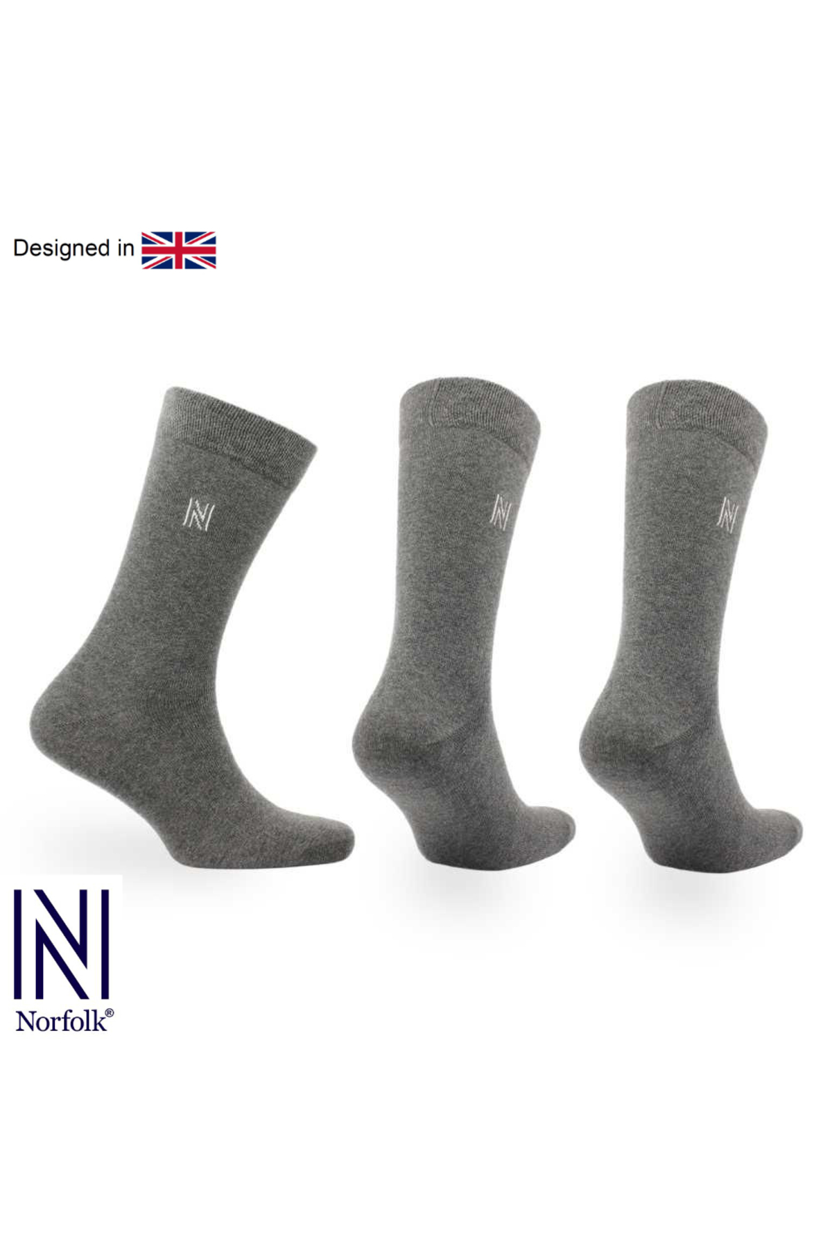 BRODY Casual Comfy Cotton Socks 3-Pack Anthracite