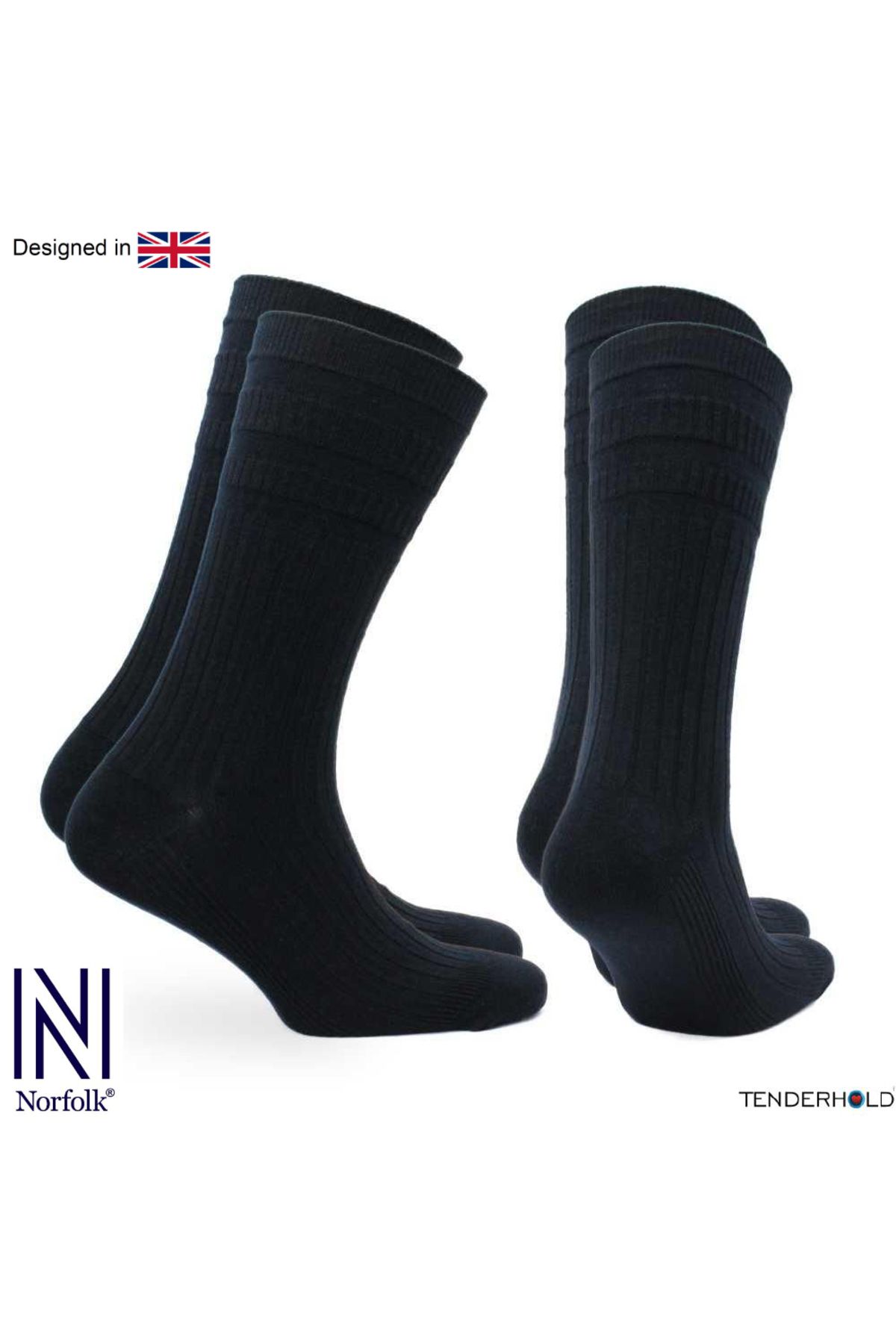 NORFOLK-Joseph Comfort Fit Tenderhold Cotton Diabetes Socks 2 Pack Dark Blue 2