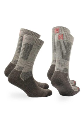Norfolk Leonardo Merino Yünü Outdoor Yürüyüş Çorabı 2'li Paket Kahverengi